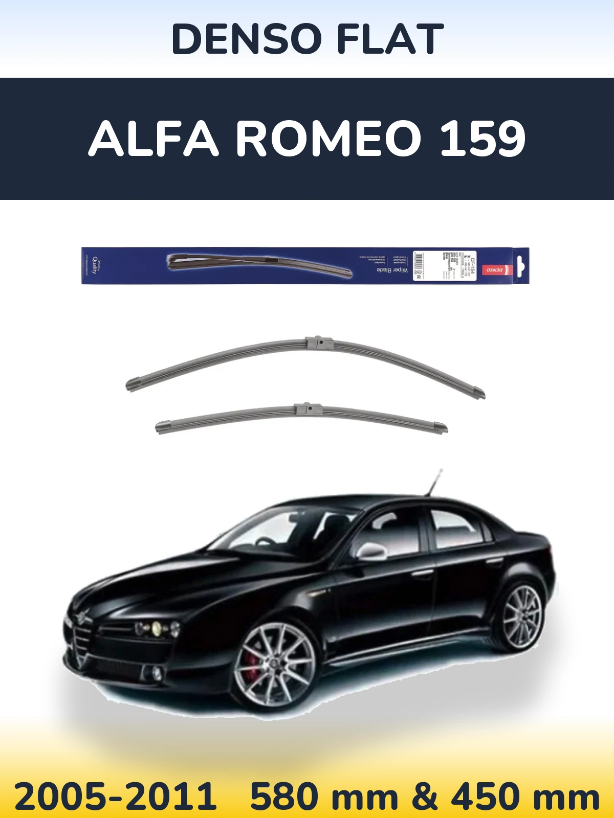 Front wiper blade set Denso Flat 580 & 450 мм for Alfa Romeo 159 2005-2011