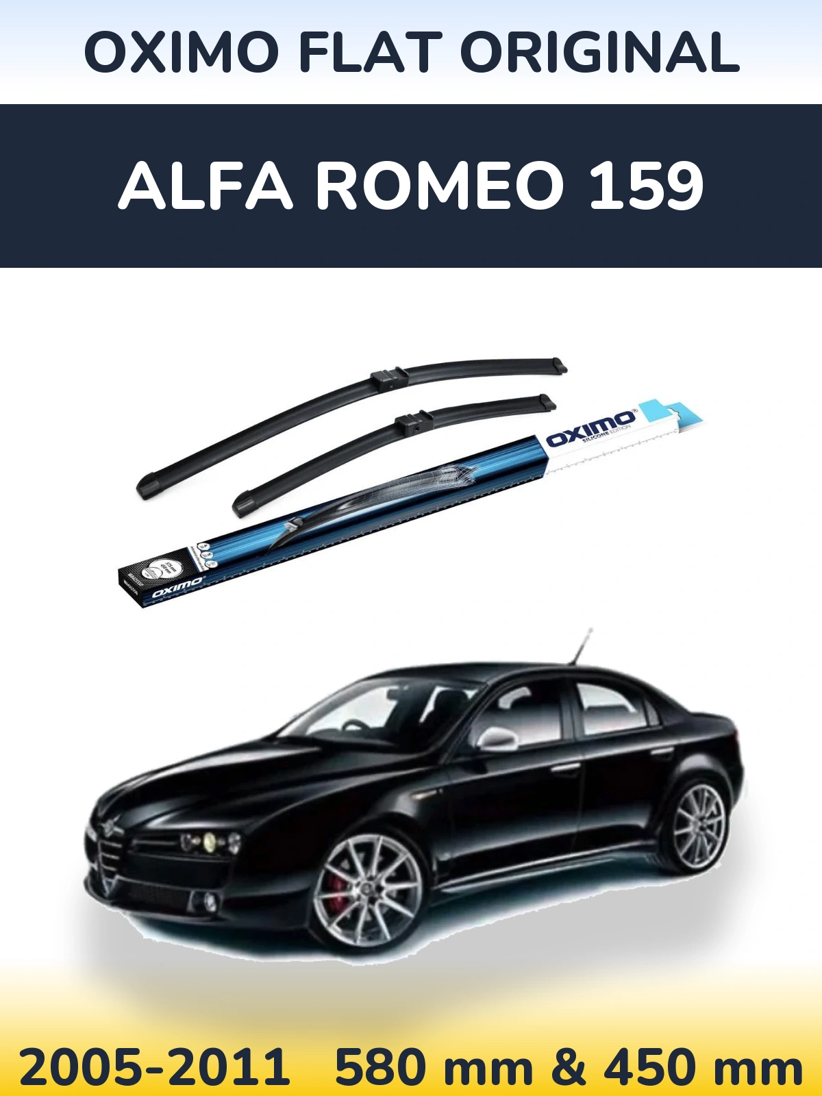 Front wiper blade set Oximo Flat Original 580 & 450 мм for Alfa Romeo 159 2005-2011