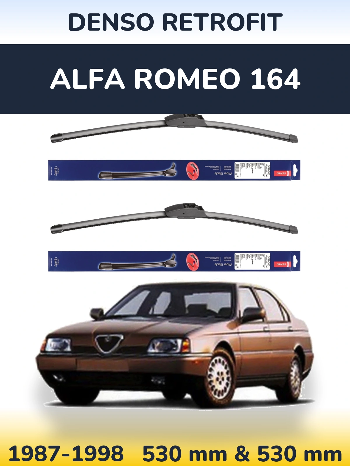 Комплект передних дворников Denso Retrofit 530 & 530 мм для Alfa Romeo 164 1987-1998