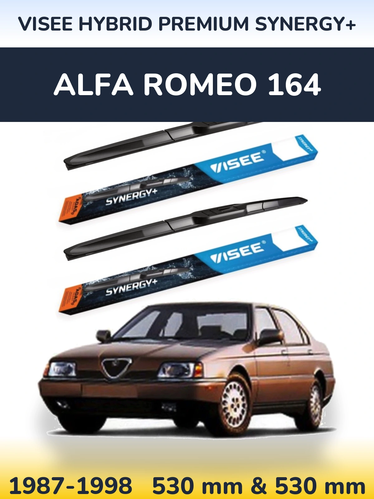 Front wiper blade set VISEE HYBRID PREMIUM SYNERGY+ 530 & 530 мм for Alfa Romeo 164 1987-1998
