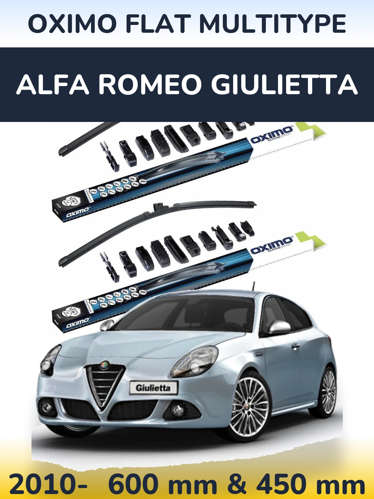 Komplet przednich wycieraczek Oximo Flat MultiType 600 & 450 mm do Alfa Romeo Giulietta 2010-2026