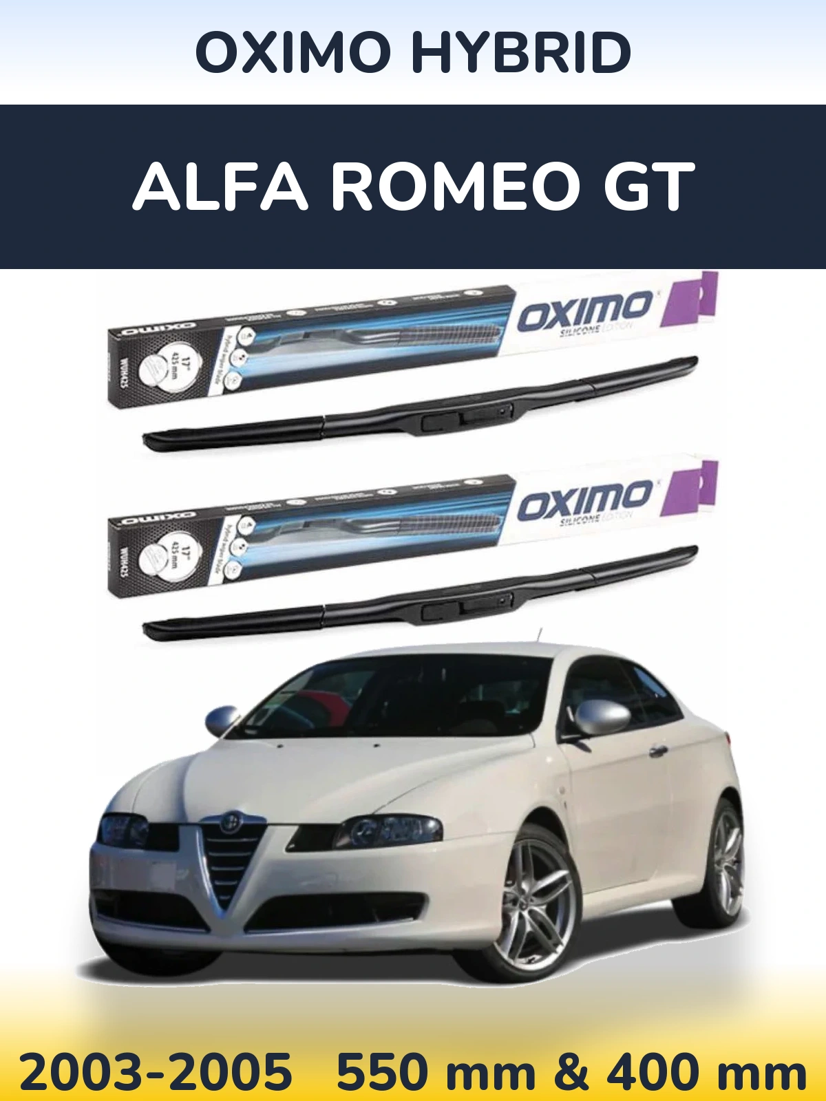 Komplet przednich wycieraczek Oximo Hybrid 550 & 400 mm do Alfa Romeo GT 2003-2005