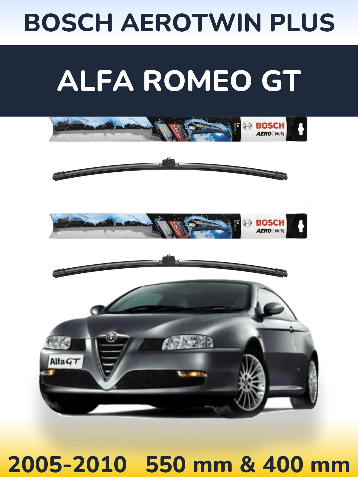 Комплект передних дворников BOSCH AeroTwin Plus 550 & 400 мм для Alfa Romeo GT 2005-2010