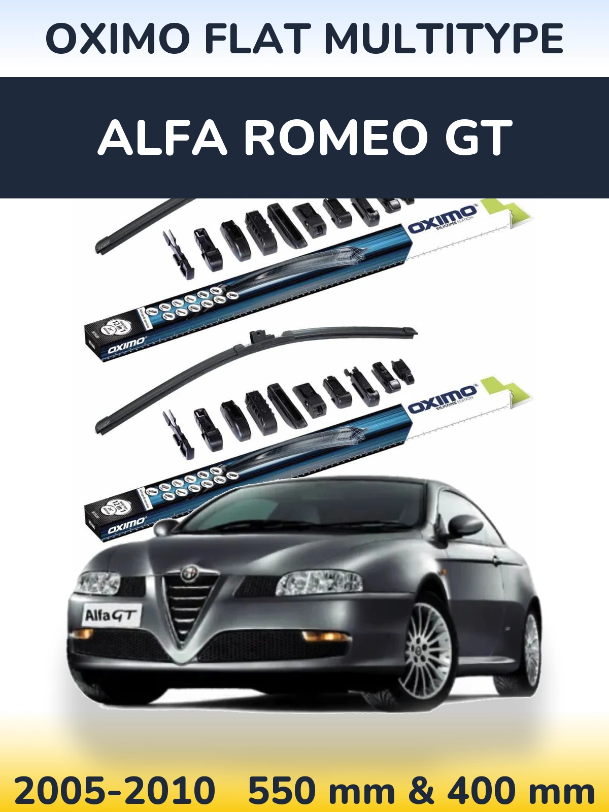 Комплект передних дворников Oximo Flat MultiТипe 550 & 400 мм для Alfa Romeo GT 2005-2010