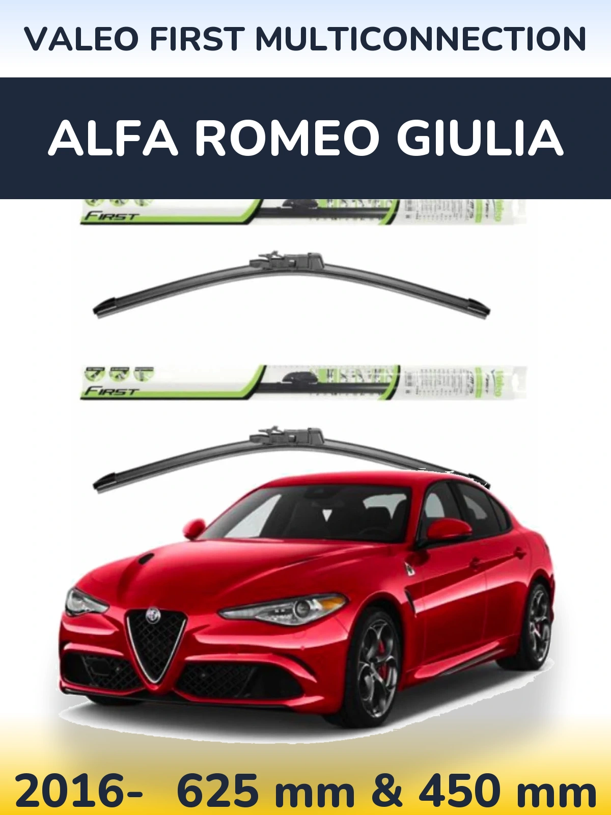 Komplet przednich wycieraczek Valeo First MultiConnection 600 & 450 mm do Alfa Romeo Giulia 2016-2026
