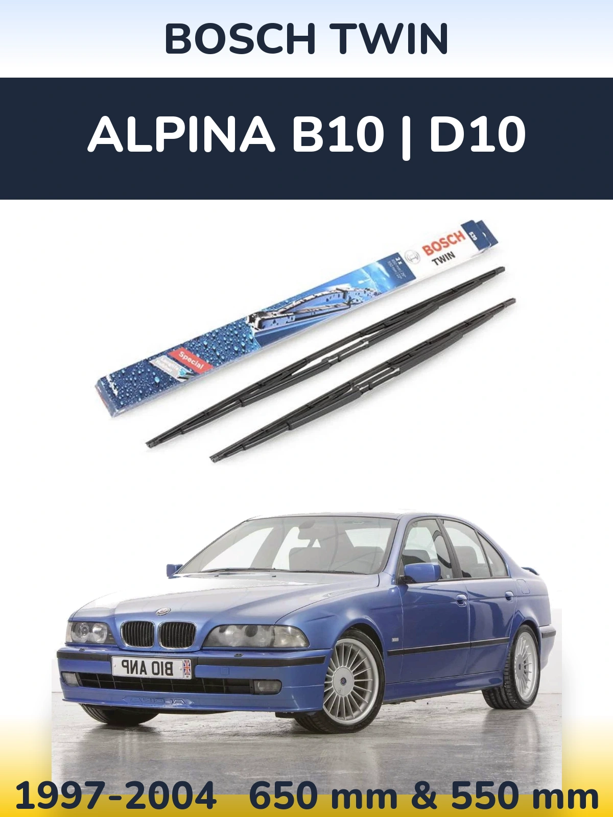 Комплект передних дворников BOSCH Twin 650 & 550 мм для Alpina B10 | D10 1997-2004