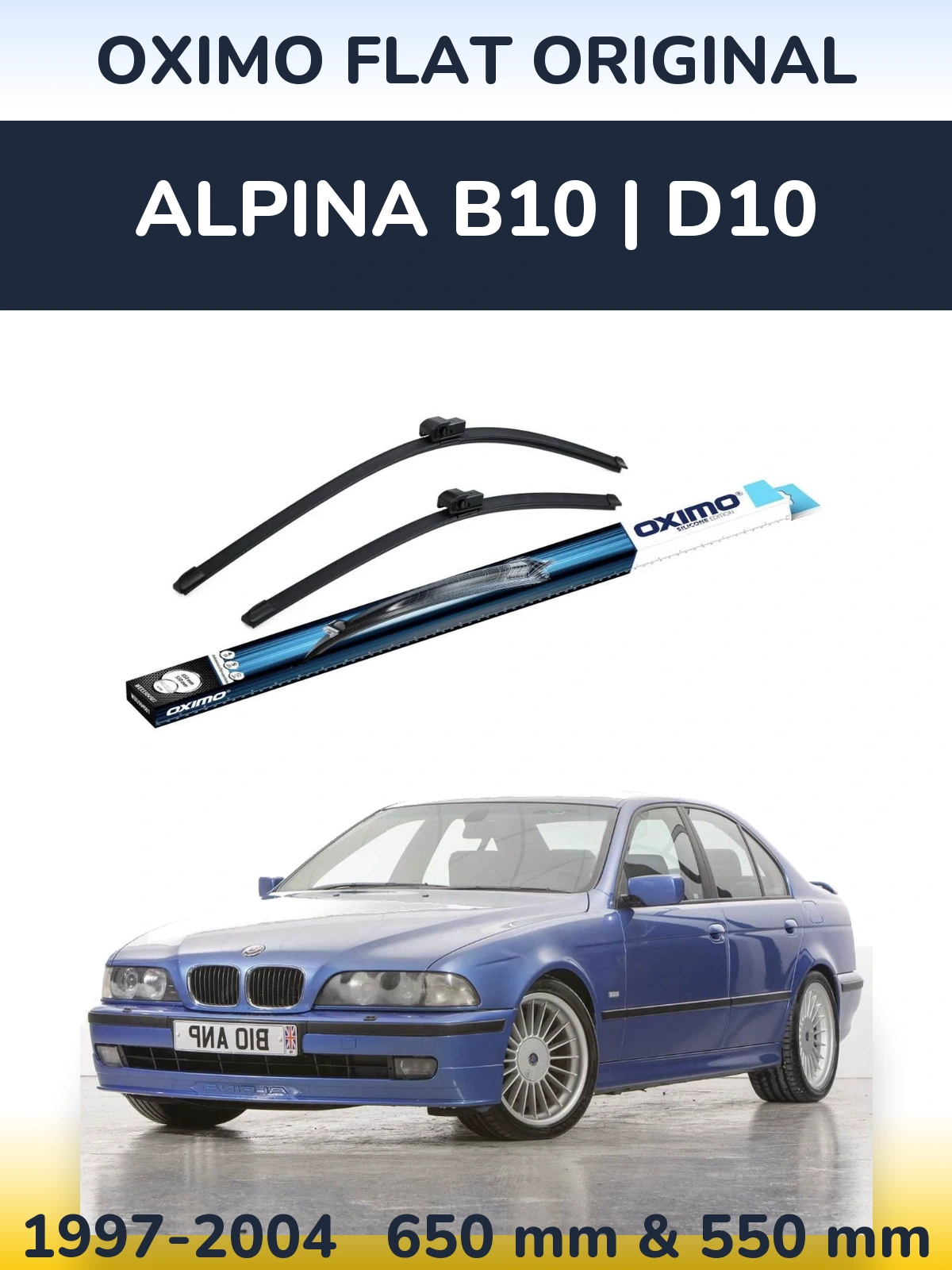 Комплект передних дворников Oximo Flat Original 650 & 550 мм для Alpina B10 | D10 1997-2004
