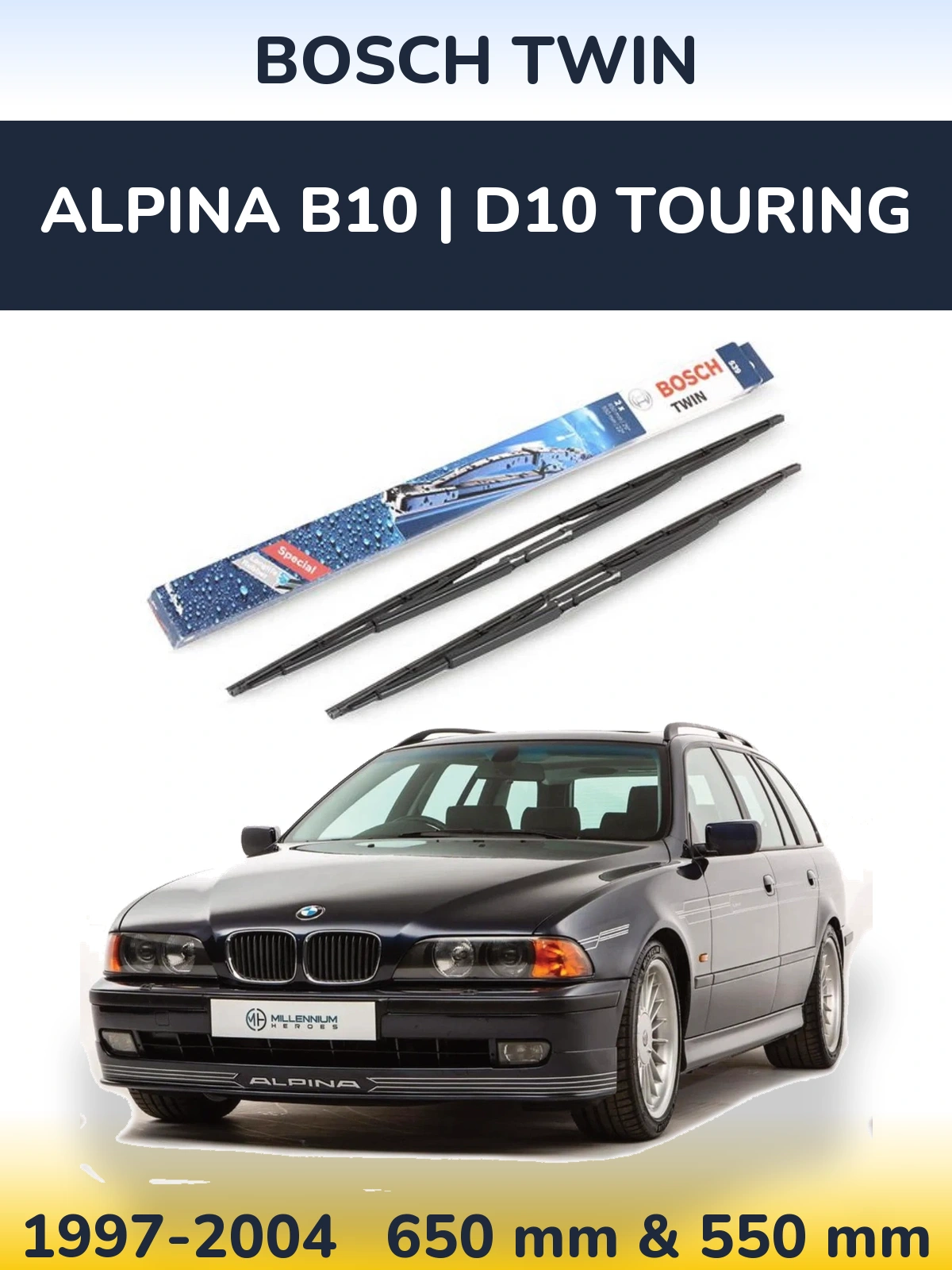 Комплект передних дворников BOSCH Twin 650 & 550 мм для Alpina B10 | D10 Touring 1997-2004