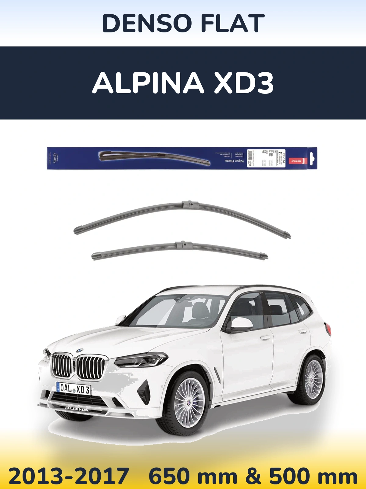 Komplet przednich wycieraczek Denso Flat 650 & 500 mm do Alpina XD3 2013-2017
