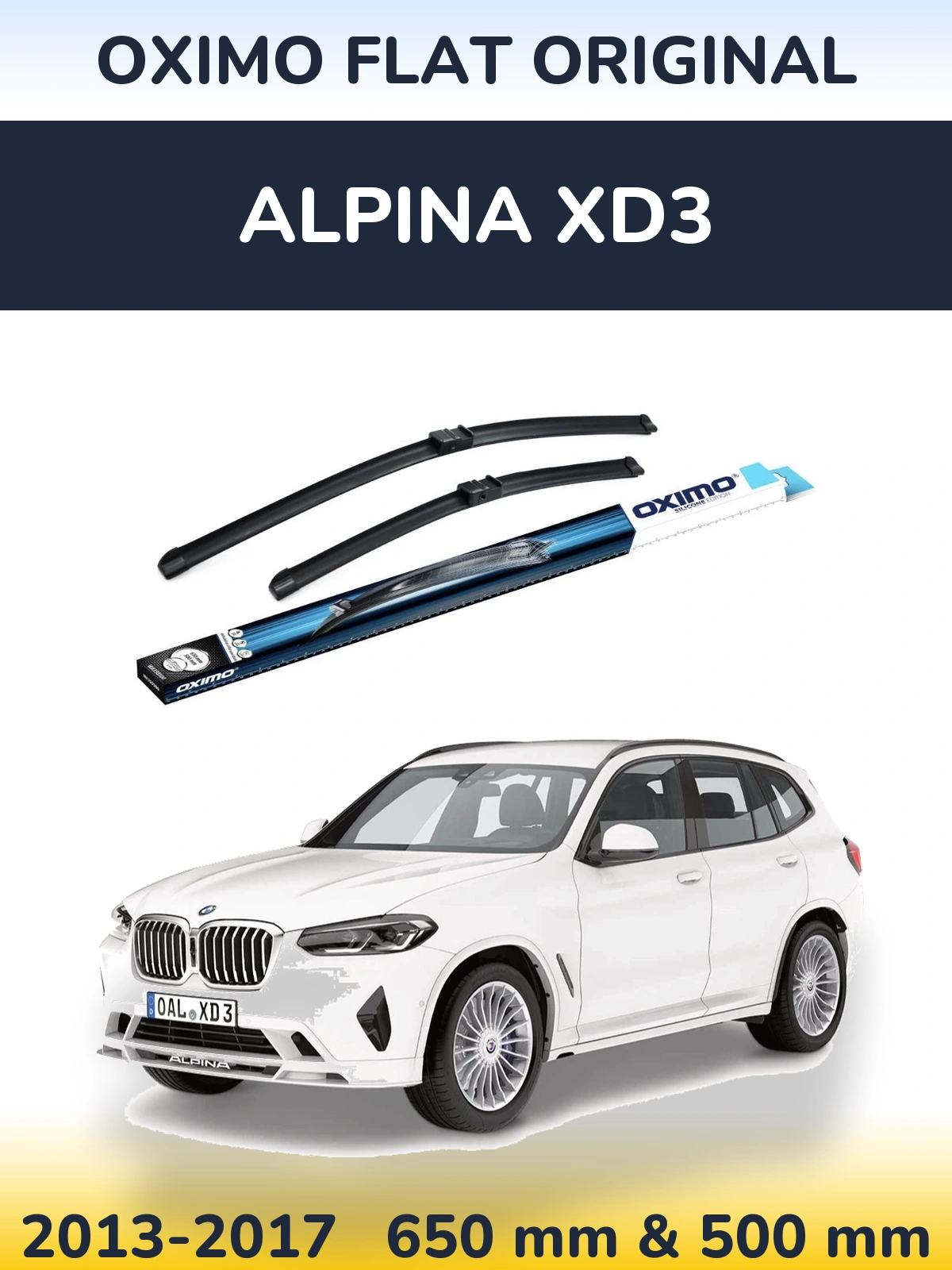 Komplet przednich wycieraczek Oximo Flat Original 650 & 500 mm do Alpina XD3 2013-2017