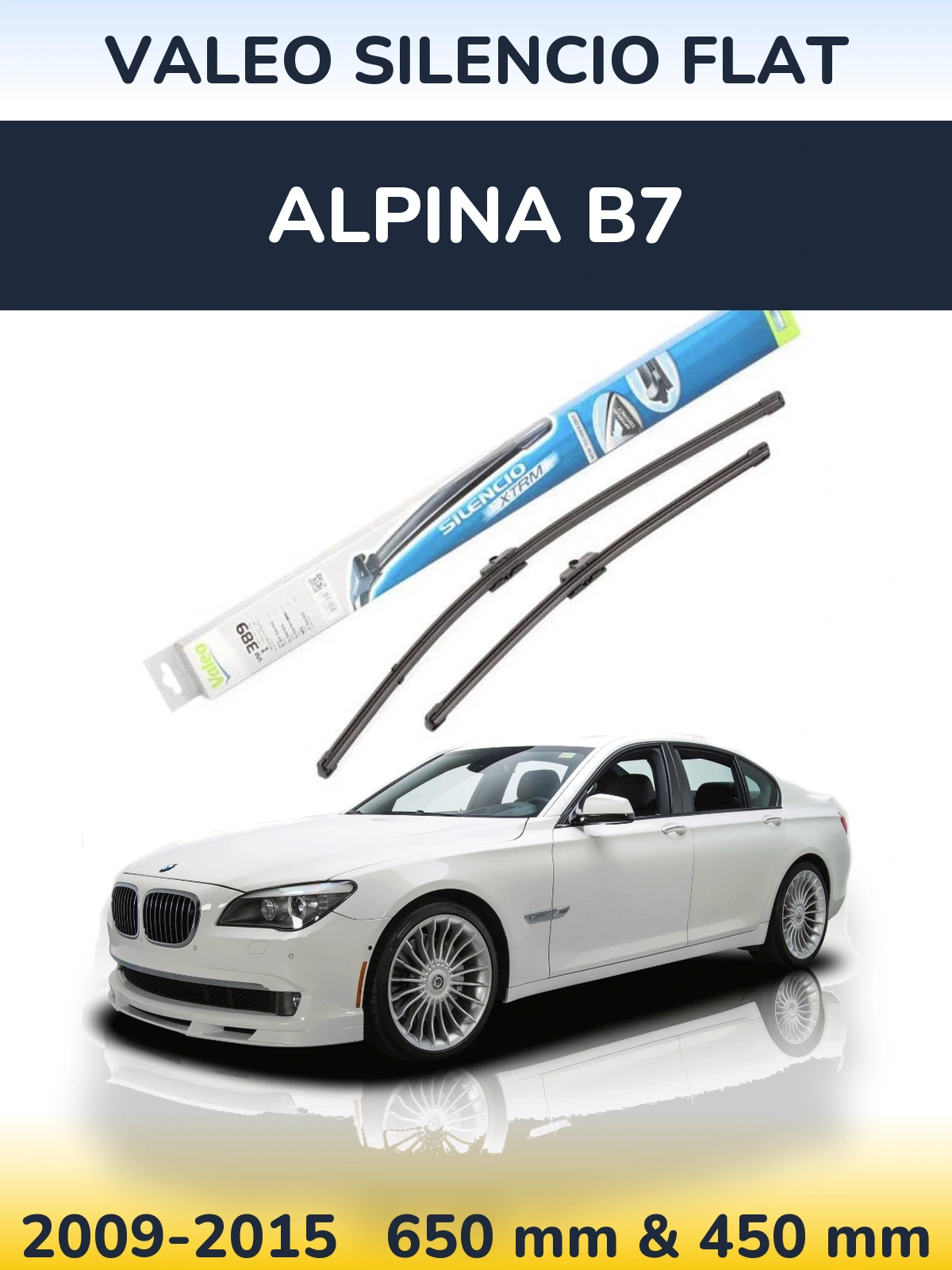 Front wiper blade set Valeo Silencio Flat 650 & 450 мм for Alpina B7 2009-2015