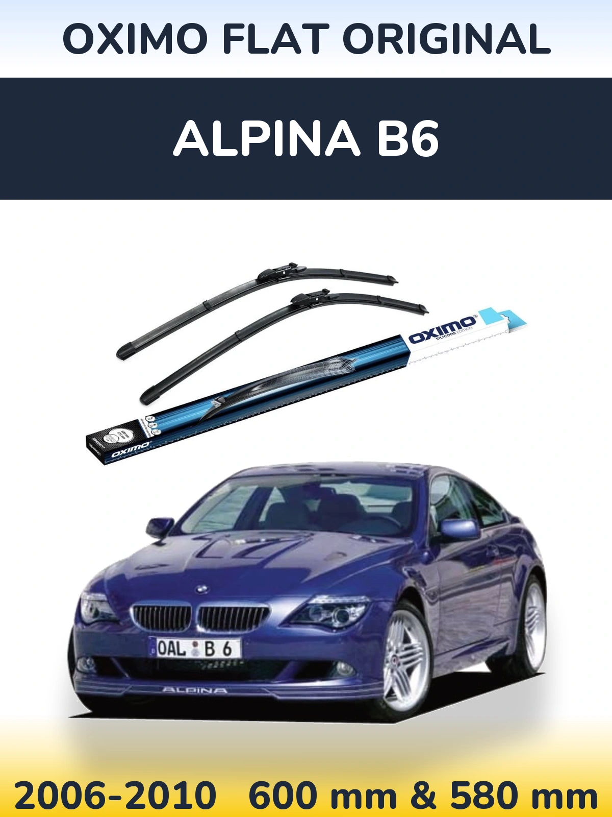 Комплект передних дворников Oximo Flat Original 600 & 580 мм для Alpina B6 2006-2010