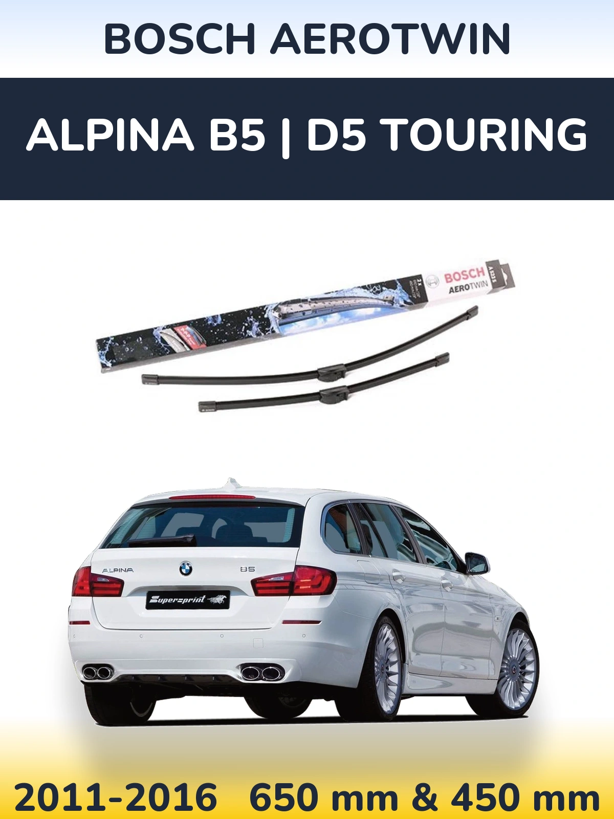 Комплект передних дворников BOSCH AeroTwin 650 & 450 мм для Alpina B5 | D5 Touring 2011-2016