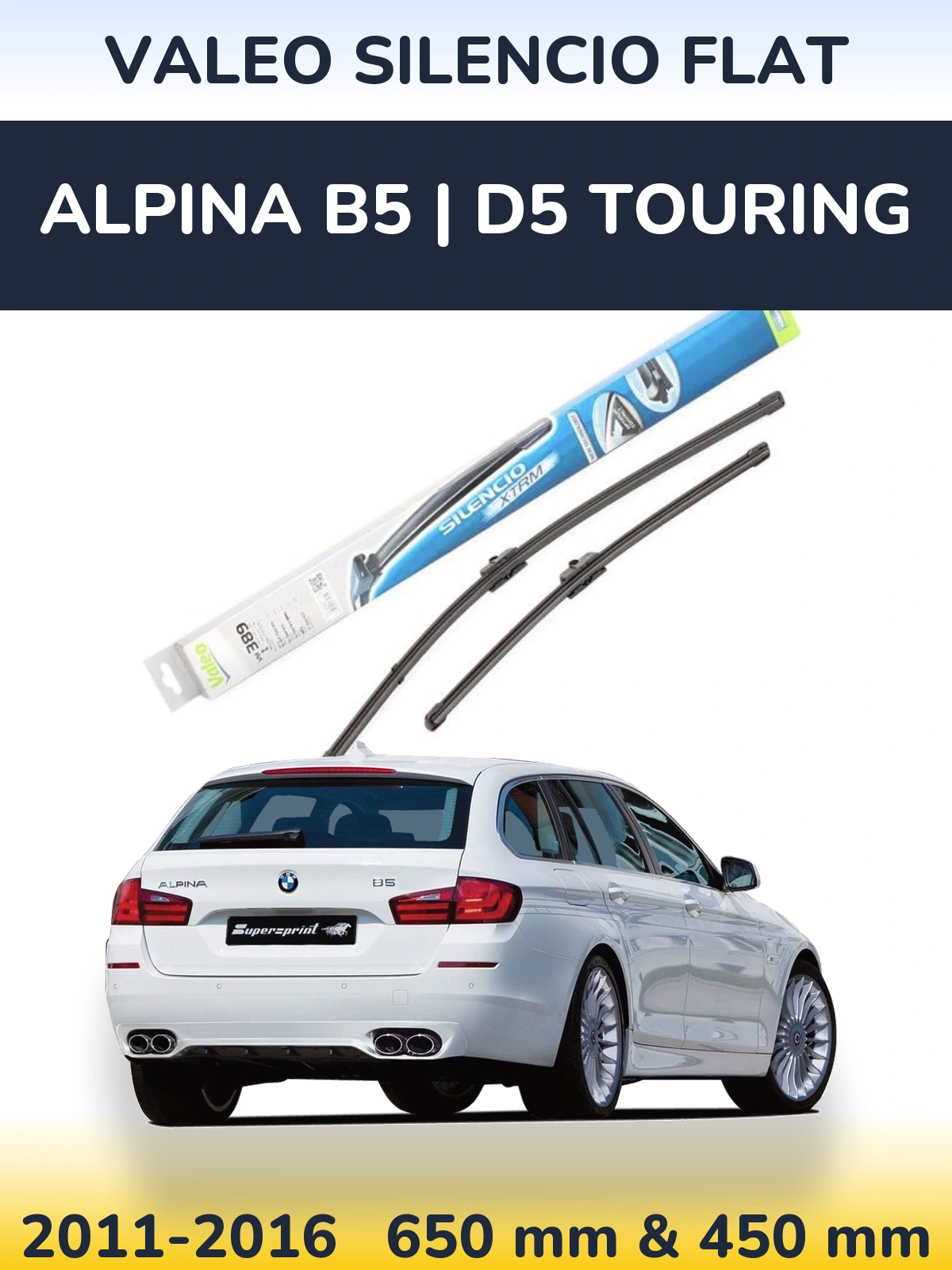 Комплект передних дворников Valeo Silencio Flat 650 & 450 мм для Alpina B5 | D5 Touring 2011-2016