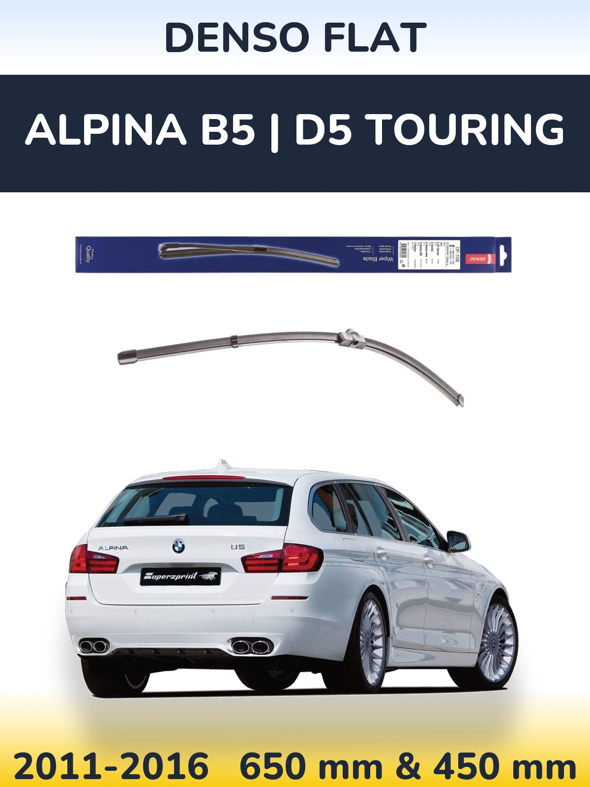 Komplet przednich wycieraczek Denso Flat 650 & 450 mm do Alpina B5 | D5 Touring 2011-2016