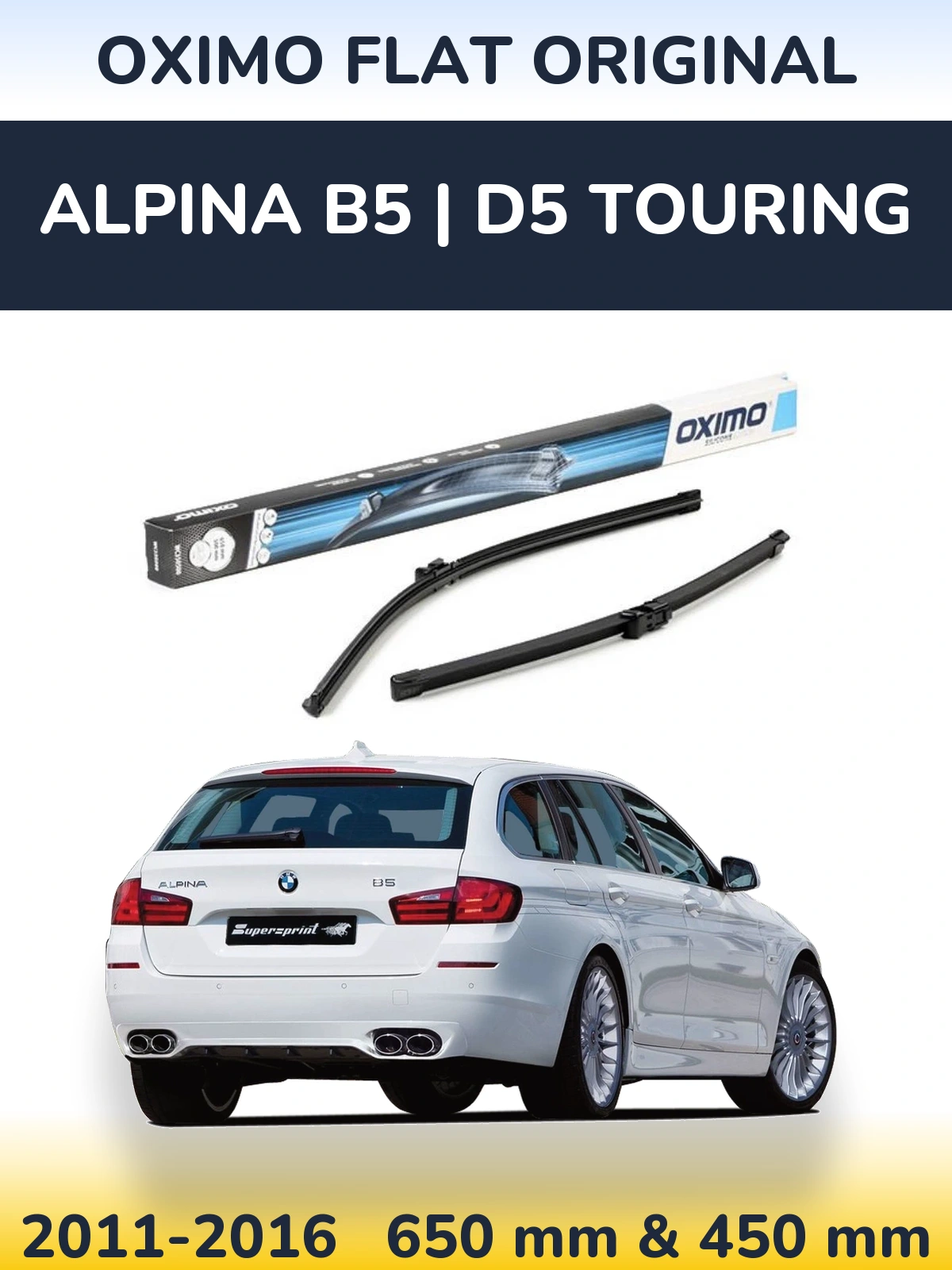 Комплект передних дворников Oximo Flat Original 650 & 450 мм для Alpina B5 | D5 Touring 2011-2016