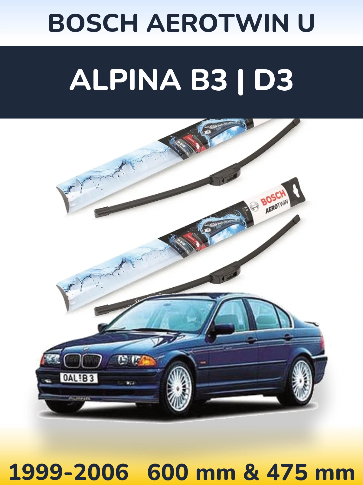 Komplet przednich wycieraczek BOSCH AeroTwin U 600 & 475 mm do Alpina B3 | D3 1999-2006