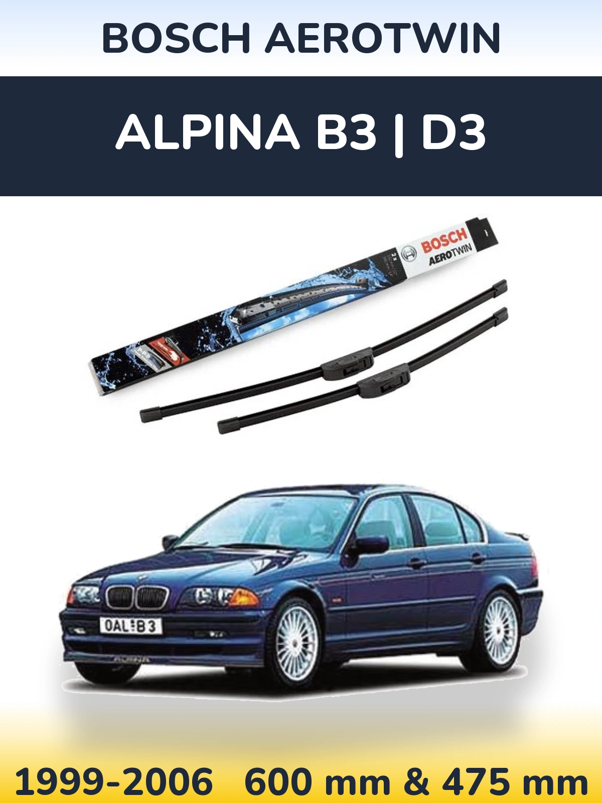 Комплект передних дворников BOSCH AeroTwin 600 & 475 мм для Alpina B3 | D3 1999-2006