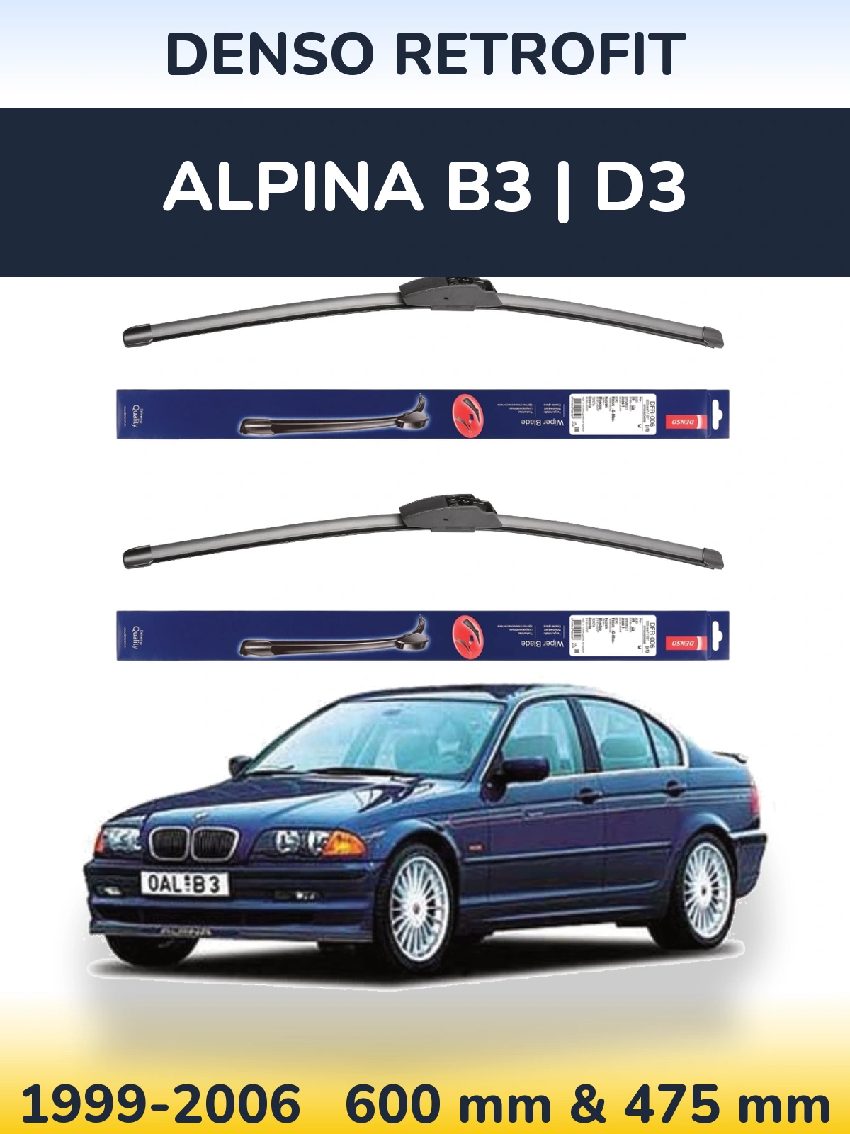 Комплект передних дворников Denso Retrofit 600 & 475 мм для Alpina B3 | D3 1999-2006
