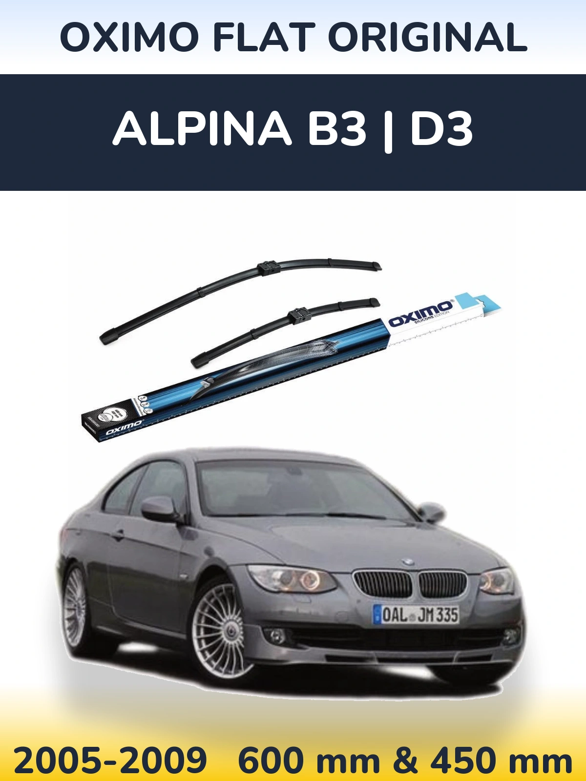 Front wiper blade set Oximo Flat Original 600 & 400 mm for Alpina B3 | D3 2005-2009