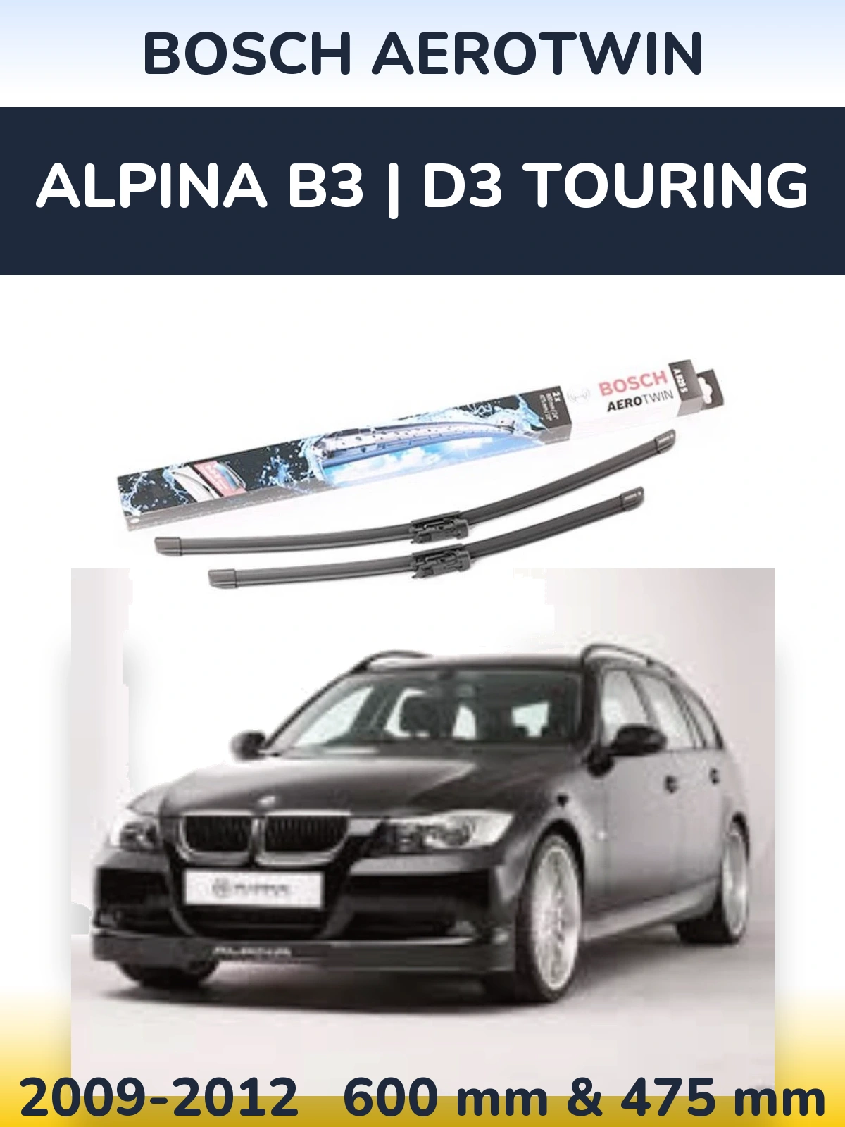 Комплект передніх щіток BOSCH AeroTwin 600 & 475 мм для Alpina B3 | D3 Touring 2009-2012