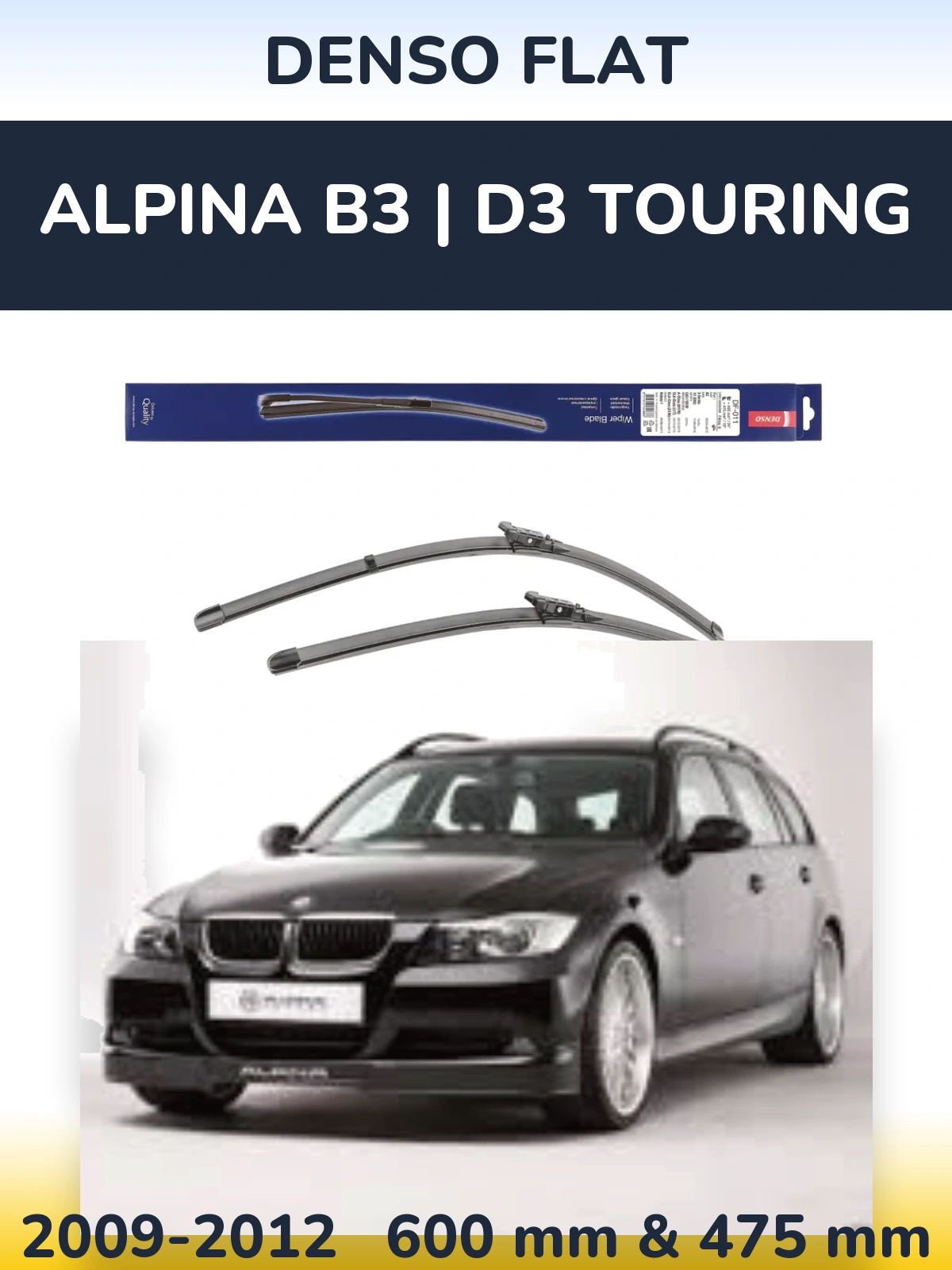 Комплект передних дворников Denso Flat 600 & 475 мм для Alpina B3 | D3 Touring 2009-2012