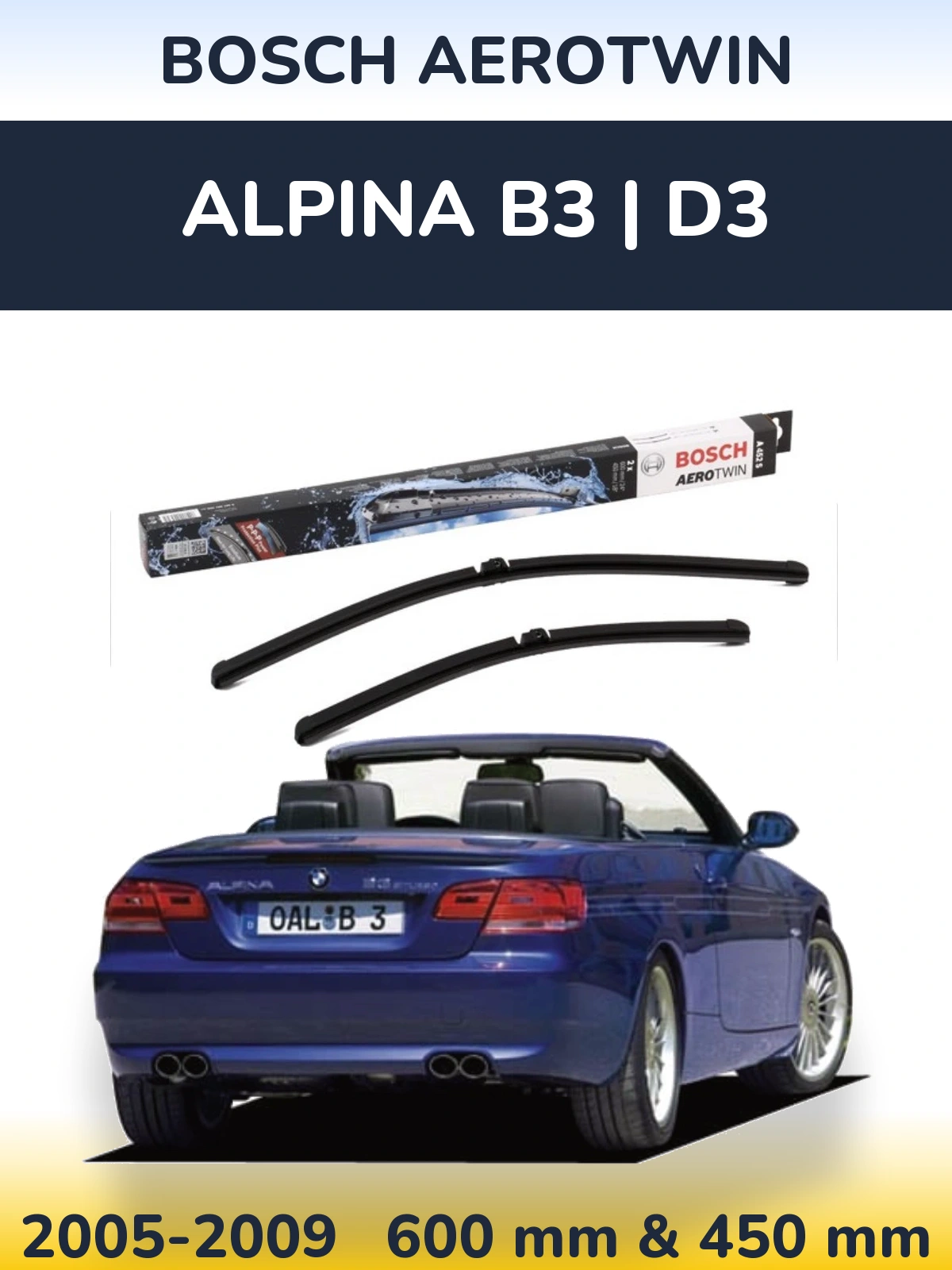 Komplet przednich wycieraczek BOSCH AeroTwin 600 & 450 mm do Alpina B3 | D3 2005-2009