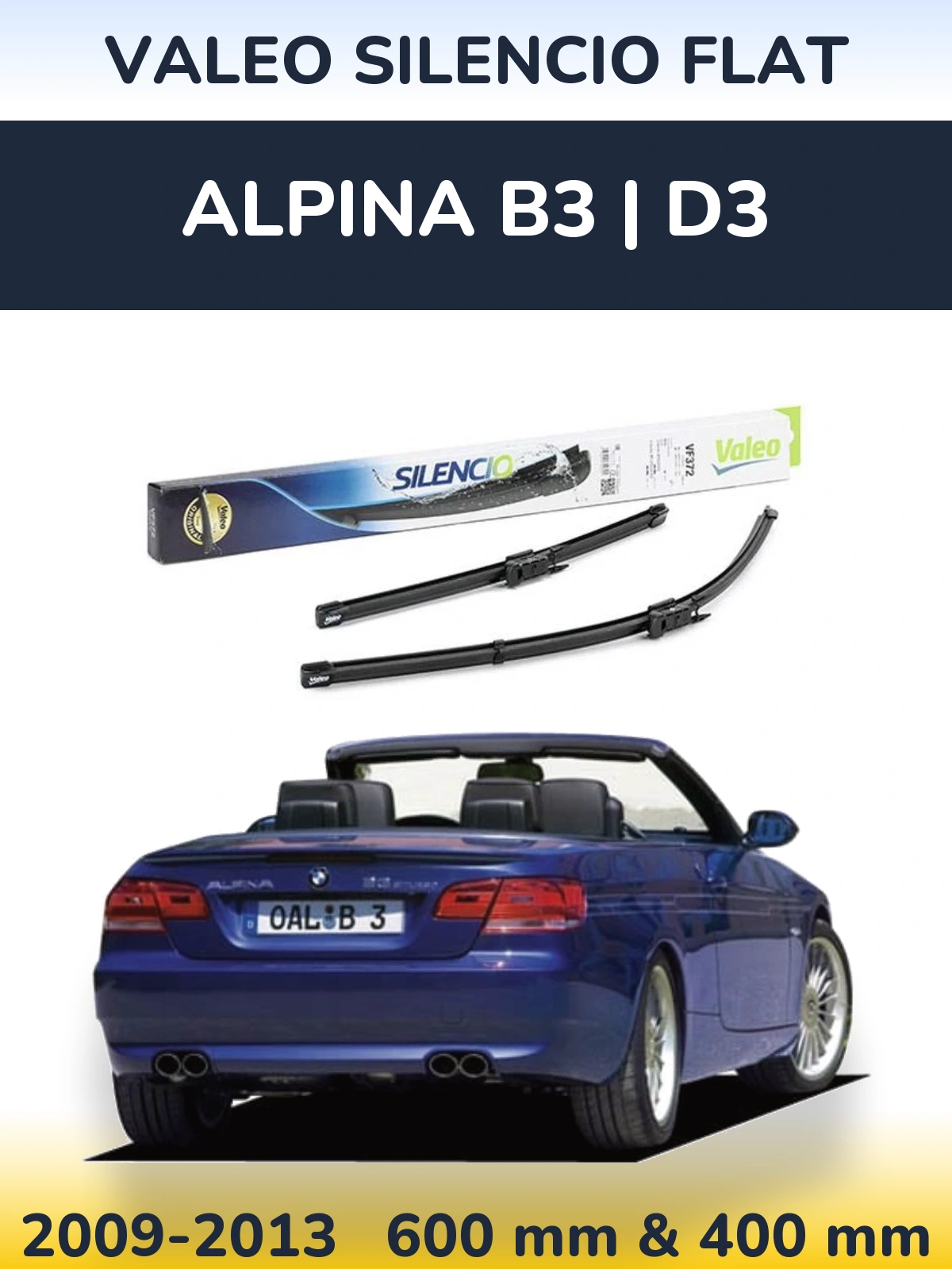 Комплект передних дворников Valeo Silencio Flat 600 & 400 мм для Alpina B3 | D3 2009-2013