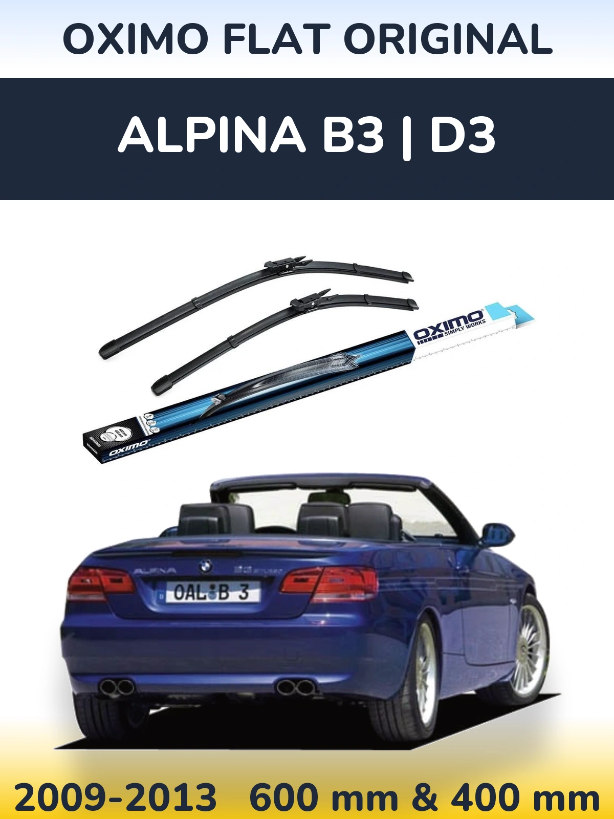 Комплект передніх щіток Oximo Flat Original 600 & 400 мм для Alpina B3 | D3 2009-2013