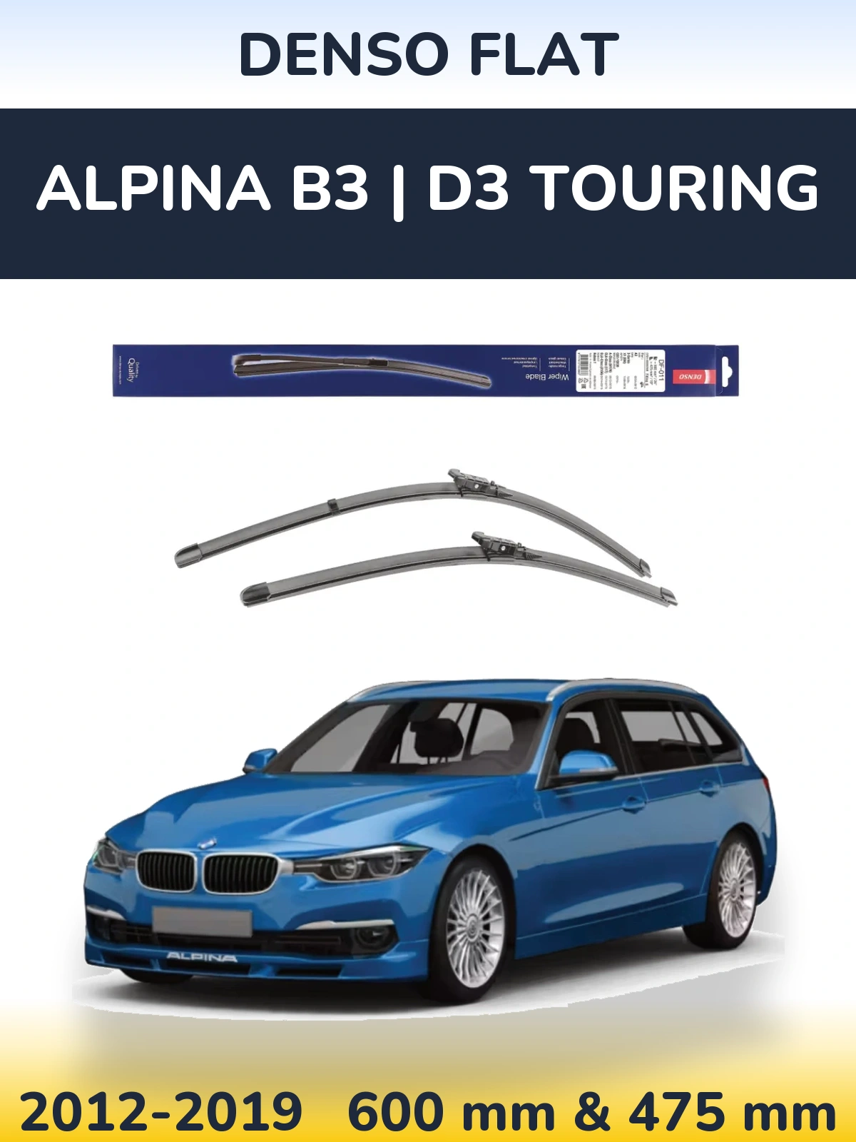Komplet przednich wycieraczek Denso Flat 600 & 475 mm do Alpina B3 | D3 Touring 2012-2019