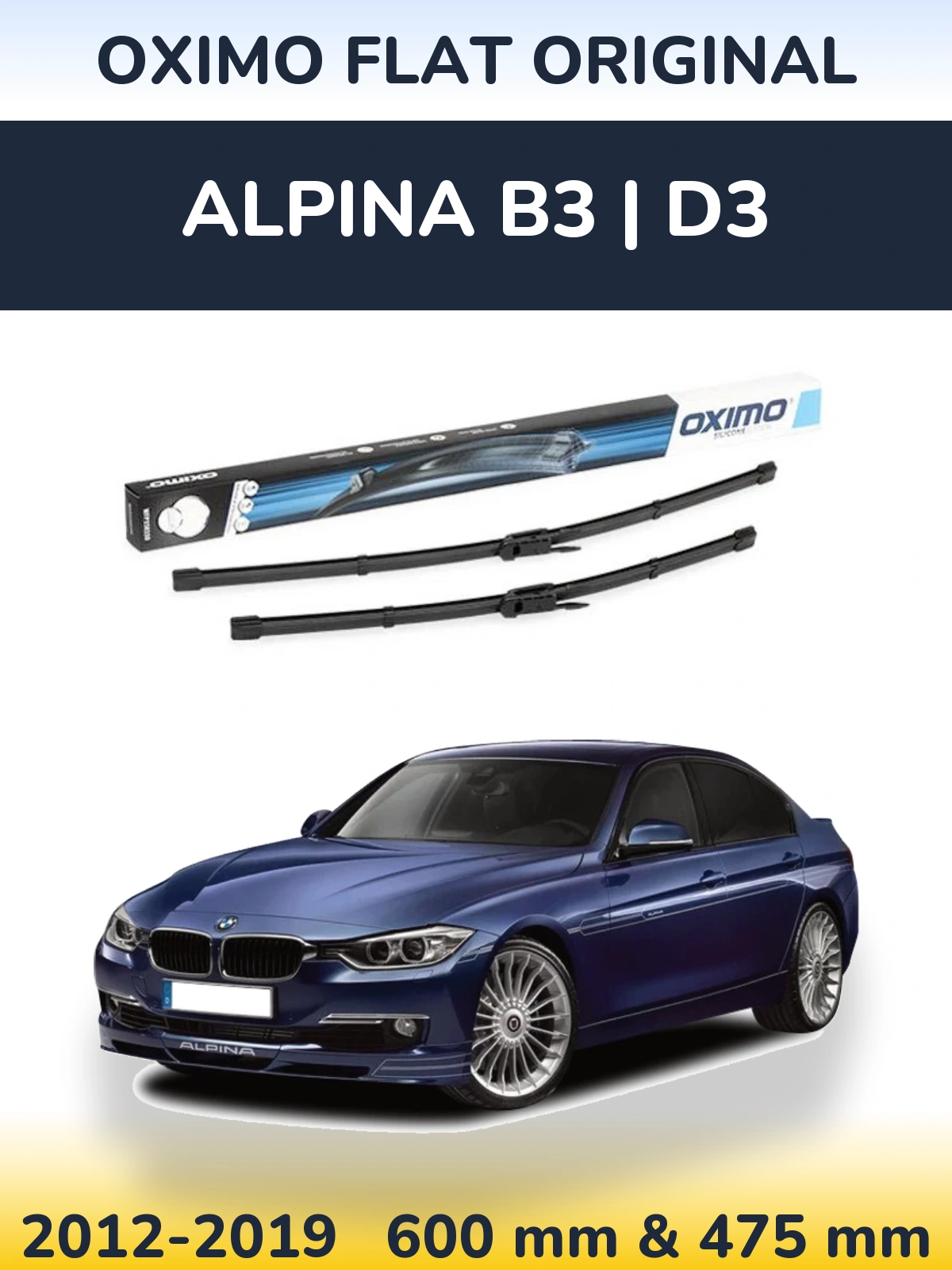Front wiper blade set Oximo Flat Original 600 & 475 mm for Alpina B3 | D3 2012-2019