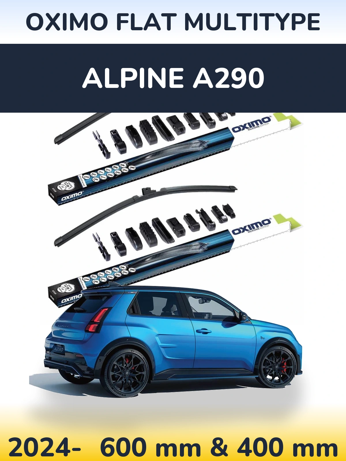 Комплект передніх щіток Oximo Flat MultiТипe 600 & 400 мм для Alpine A290 2024-2026