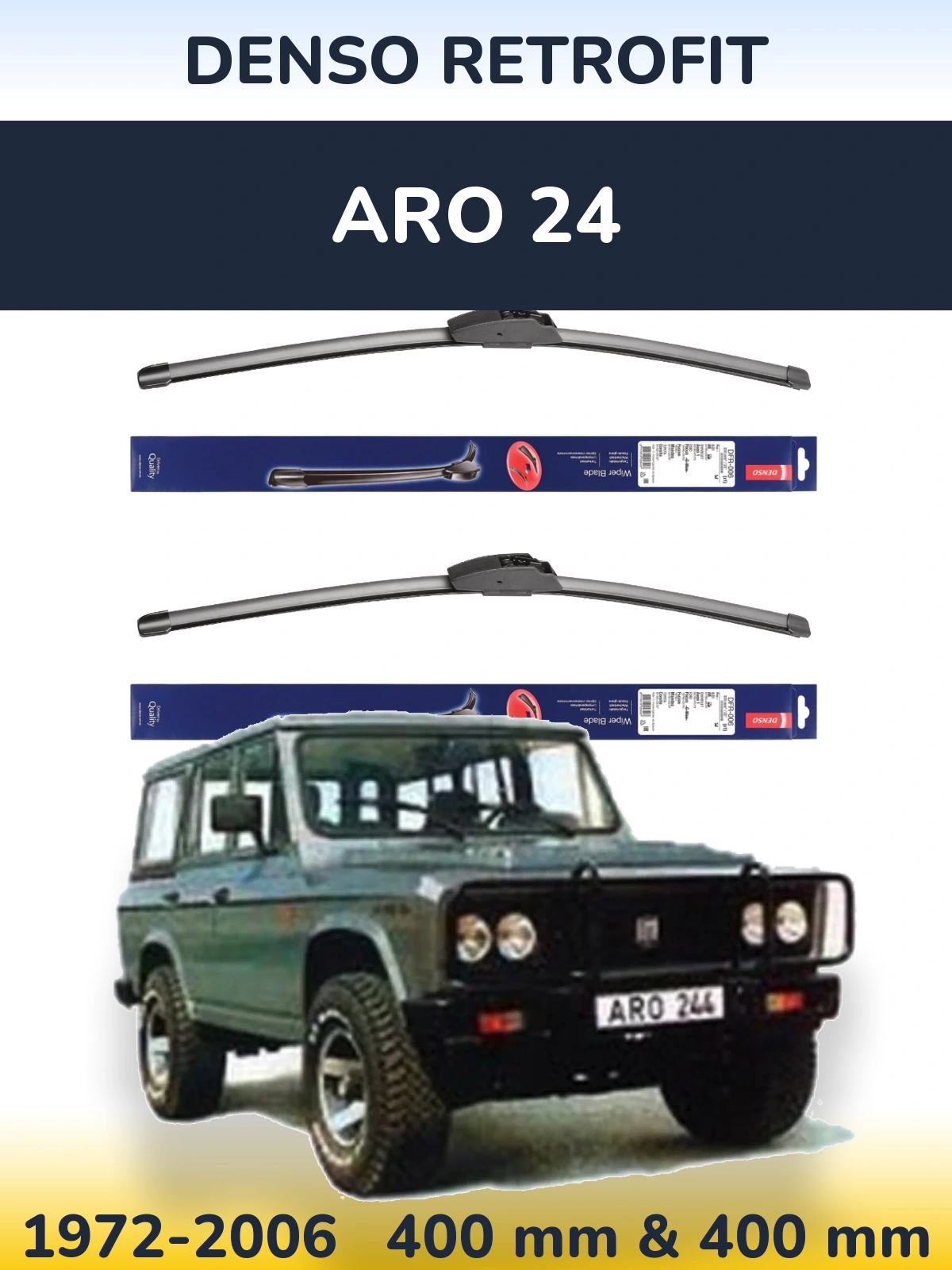 Комплект передних дворников Denso Retrofit 400 & 400 мм для ARO 24 1972-2006