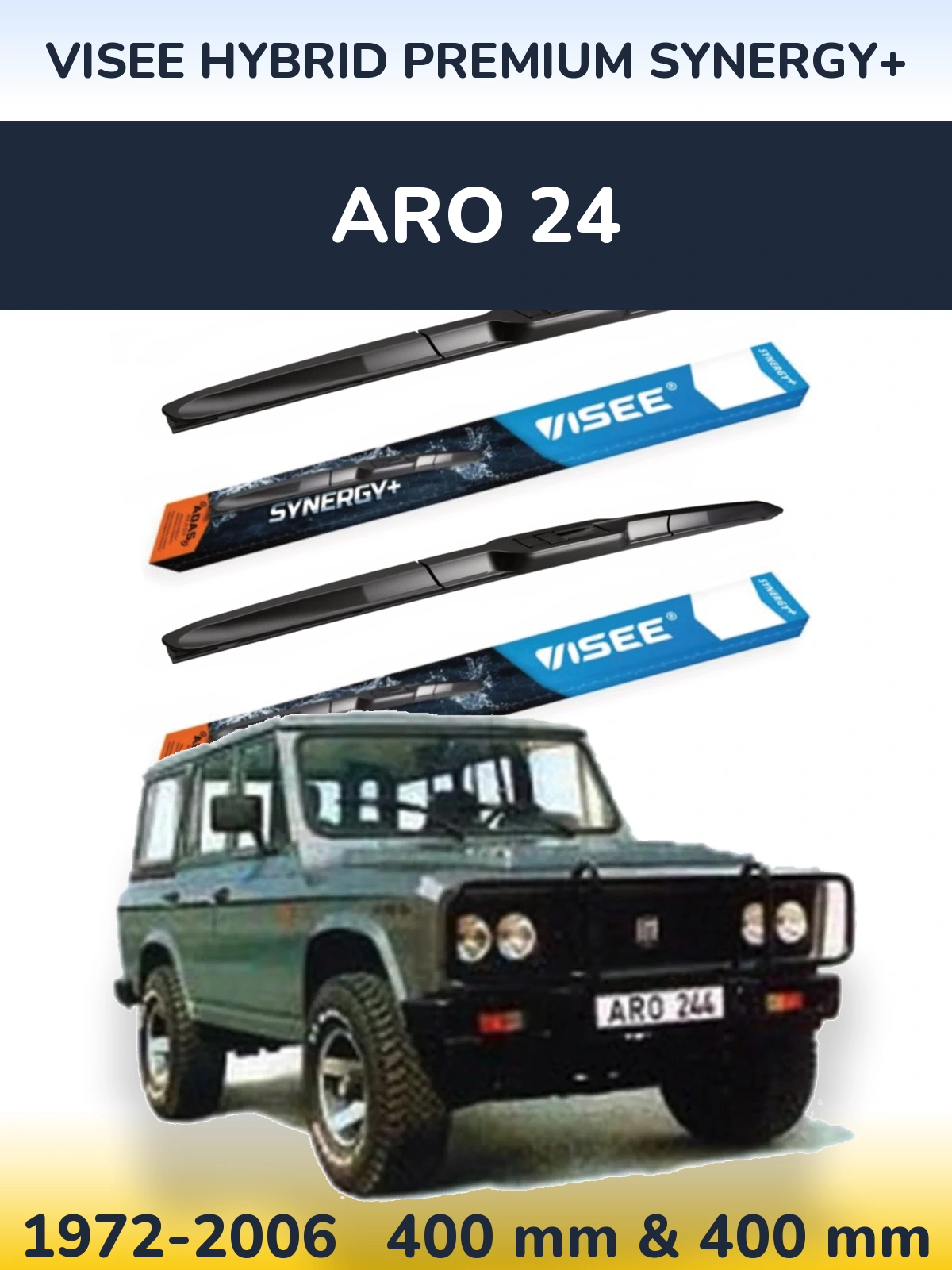 Комплект передних дворников VISEE HYBRID PREMIUM SYNERGY+ 400 & 400 мм для ARO 24 1972-2006