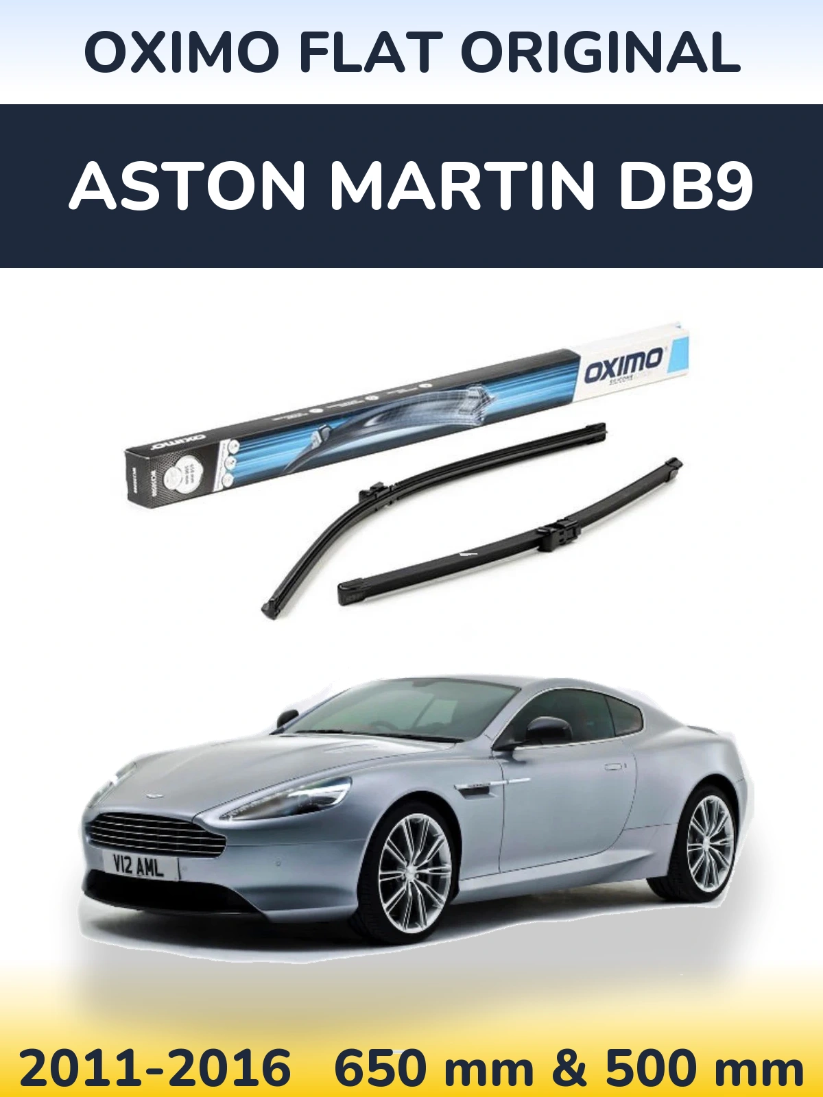 Комплект передних дворников Oximo Flat Original 650 & 500 мм для Aston Martin DB9 2011-2016