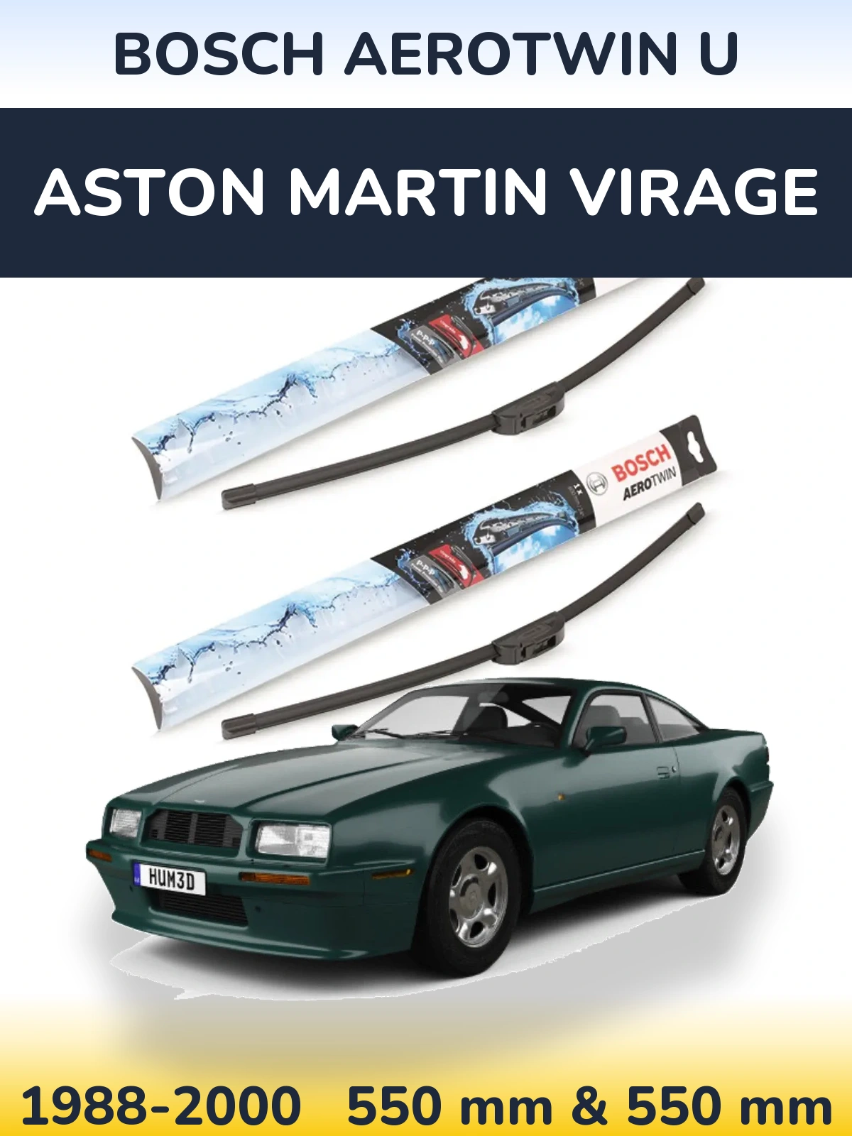Комплект передних дворников BOSCH AeroTwin U 550 & 550 мм для Aston Martin Virage 1988-2000