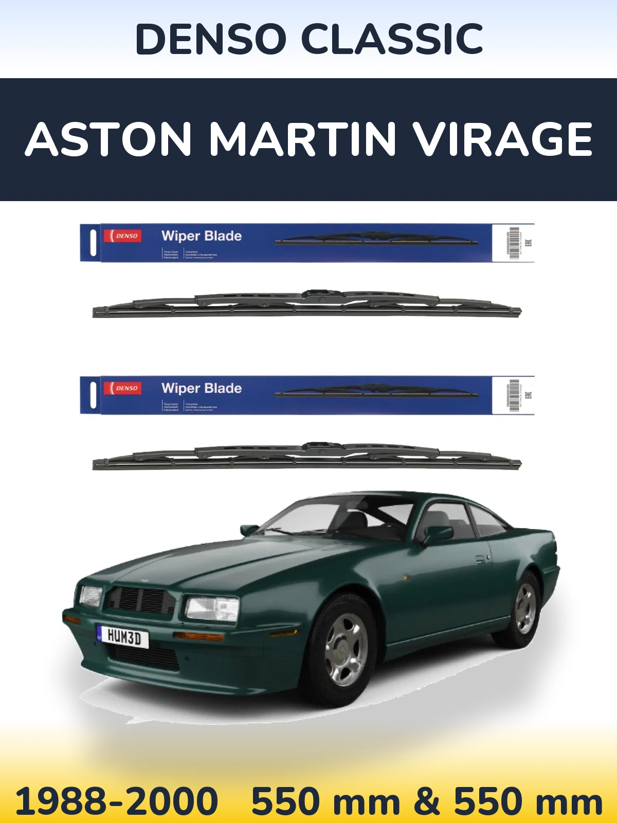 Front wiper blade set Denso Classic 550 & 550 мм for Aston Martin Virage 1988-2000