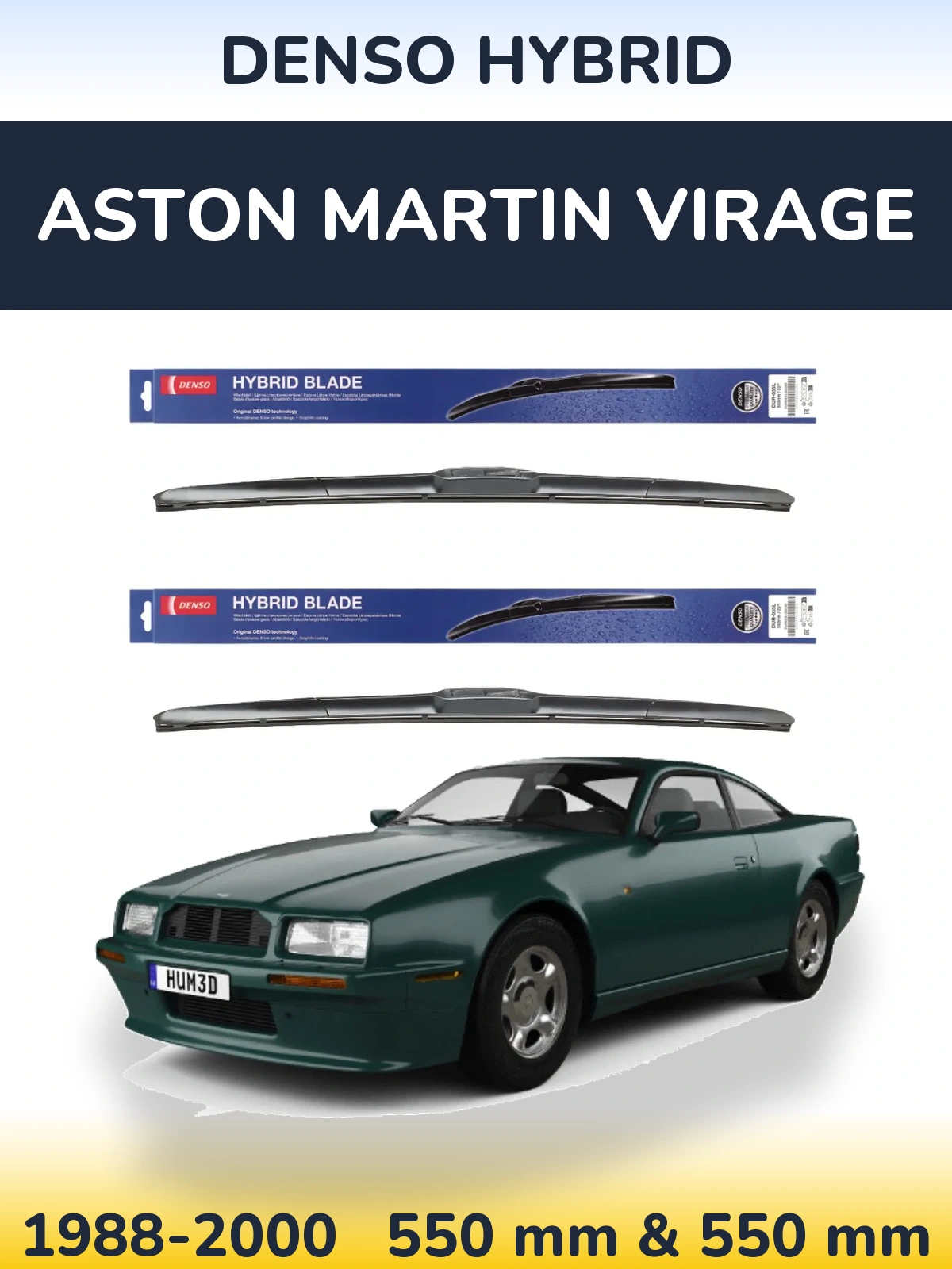 Комплект передних дворников Denso Hybrid 550 & 550 мм для Aston Martin Virage 1988-2000
