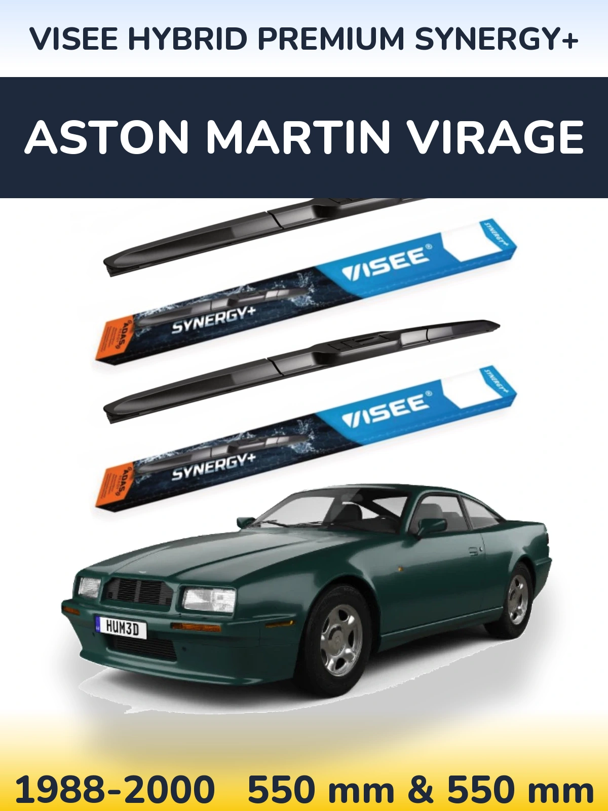 Komplet przednich wycieraczek VISEE HYBRID PREMIUM SYNERGY+ 550 & 550 mm do Aston Martin Virage 1988-2000