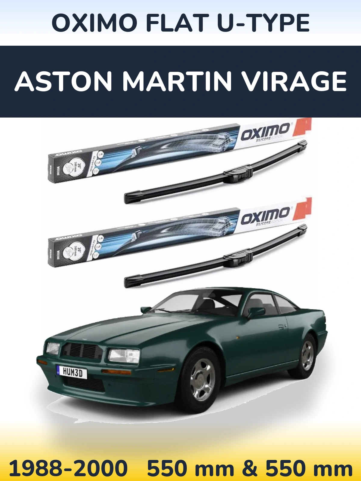 Komplet przednich wycieraczek Oximo Flat U-type 550 & 550 mm do Aston Martin Virage 1988-2000