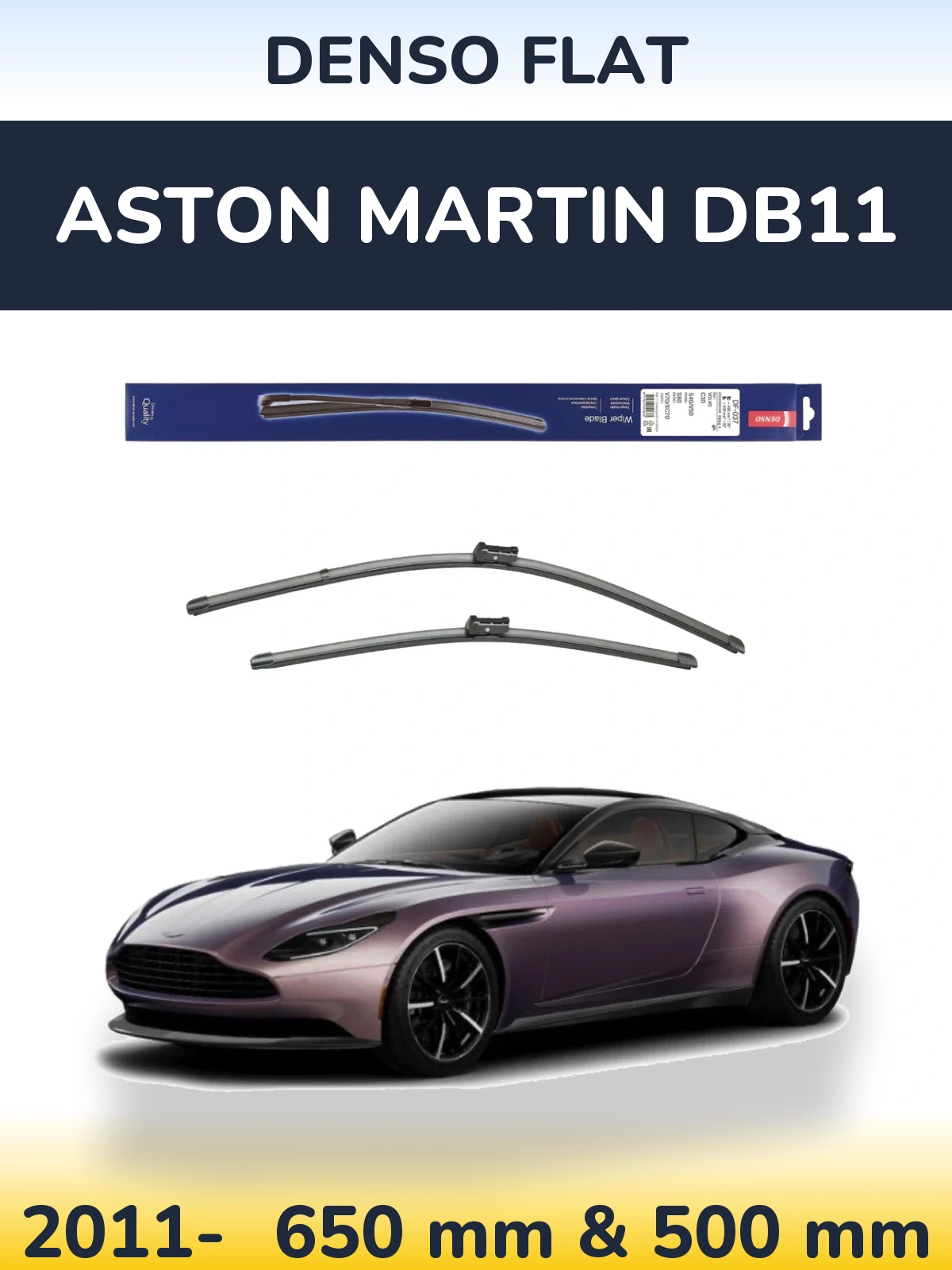 Komplet przednich wycieraczek Denso Flat 650 & 500 mm do Aston Martin DB11 2011-2026