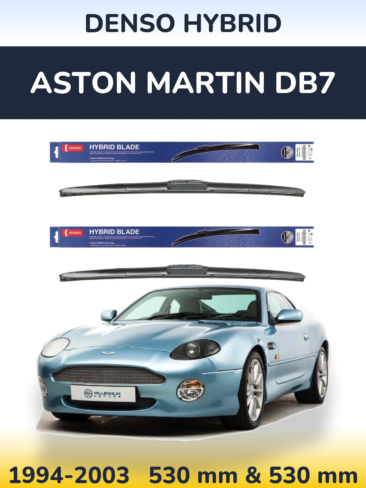 Komplet przednich wycieraczek Denso Hybrid 530 & 530 mm do Aston Martin DB7 1994-2003