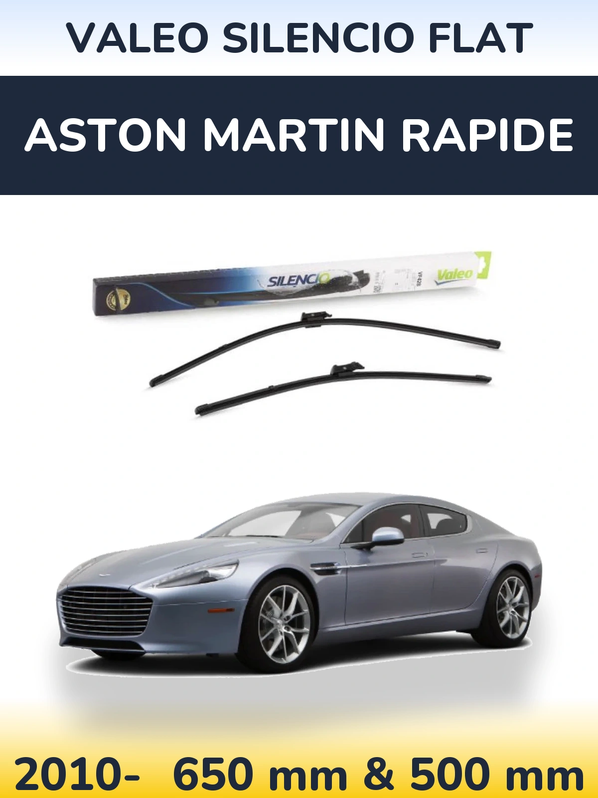 Комплект передніх щіток Valeo Silencio Flat 650 & 500 мм для Aston Martin Rapide 2010-2026