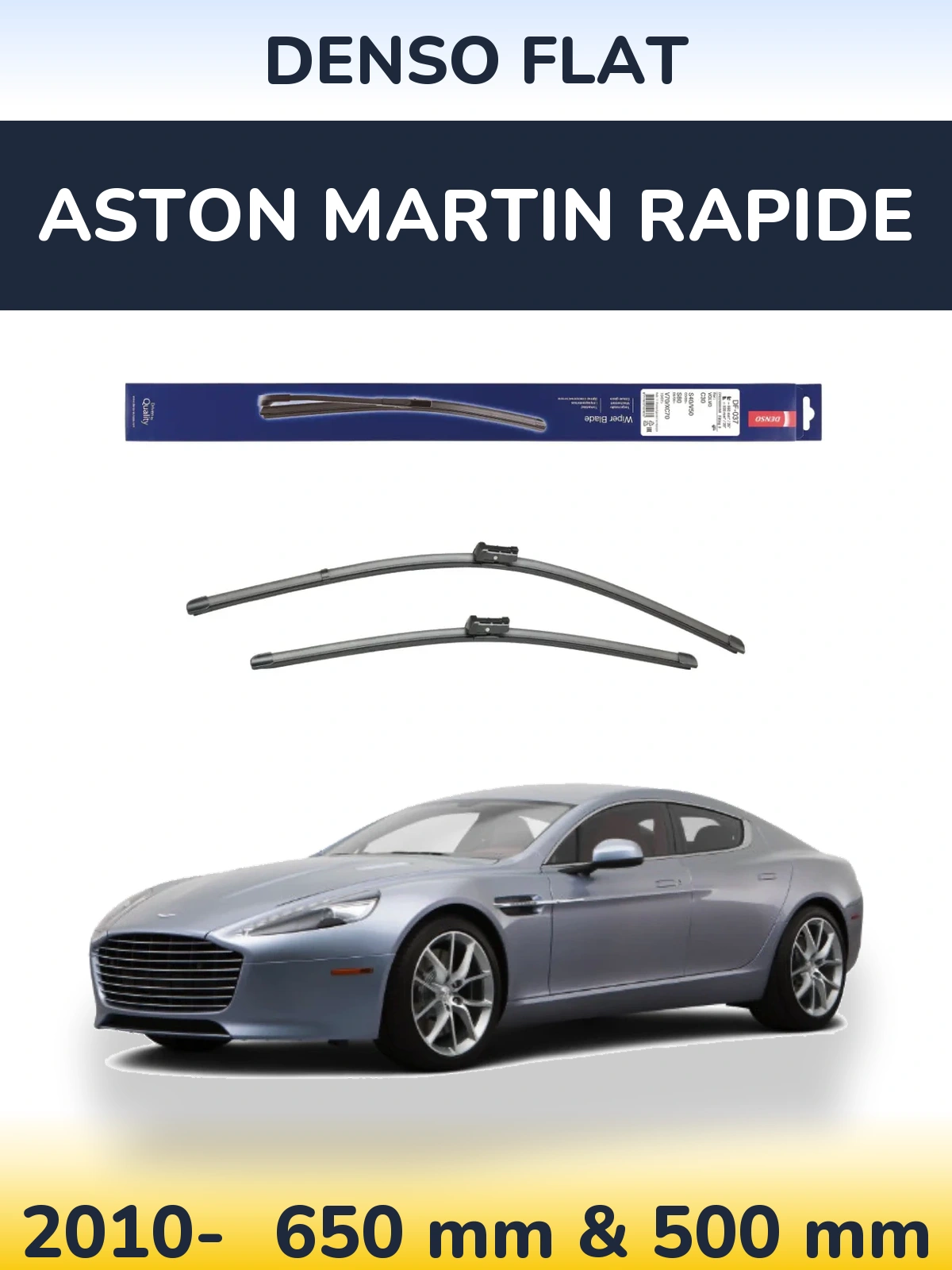 Комплект передніх щіток Denso Flat 650 & 500 мм для Aston Martin Rapide 2010-2026