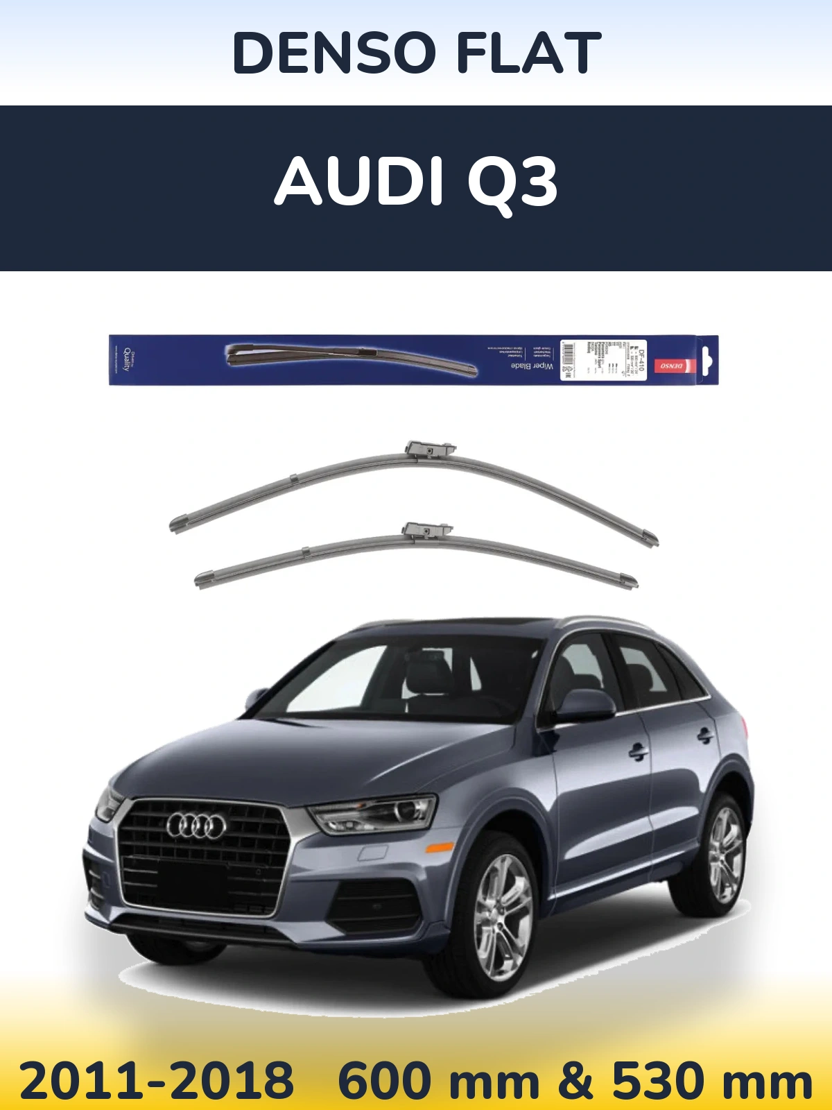 Комплект передних дворников Denso Flat 600 & 520 мм для Audi Q3 2011-2018