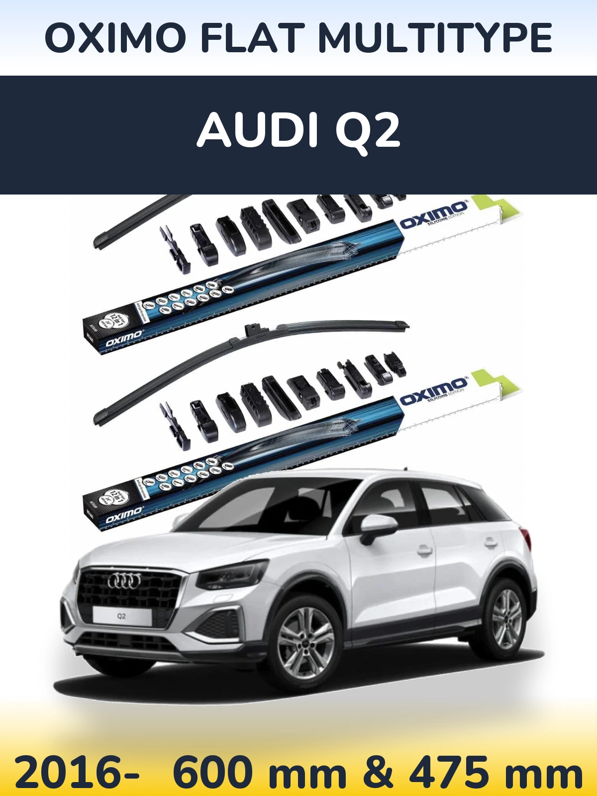 Комплект передних дворников Oximo Flat MultiТипe 600 & 475 мм для Audi Q2 2016-2026
