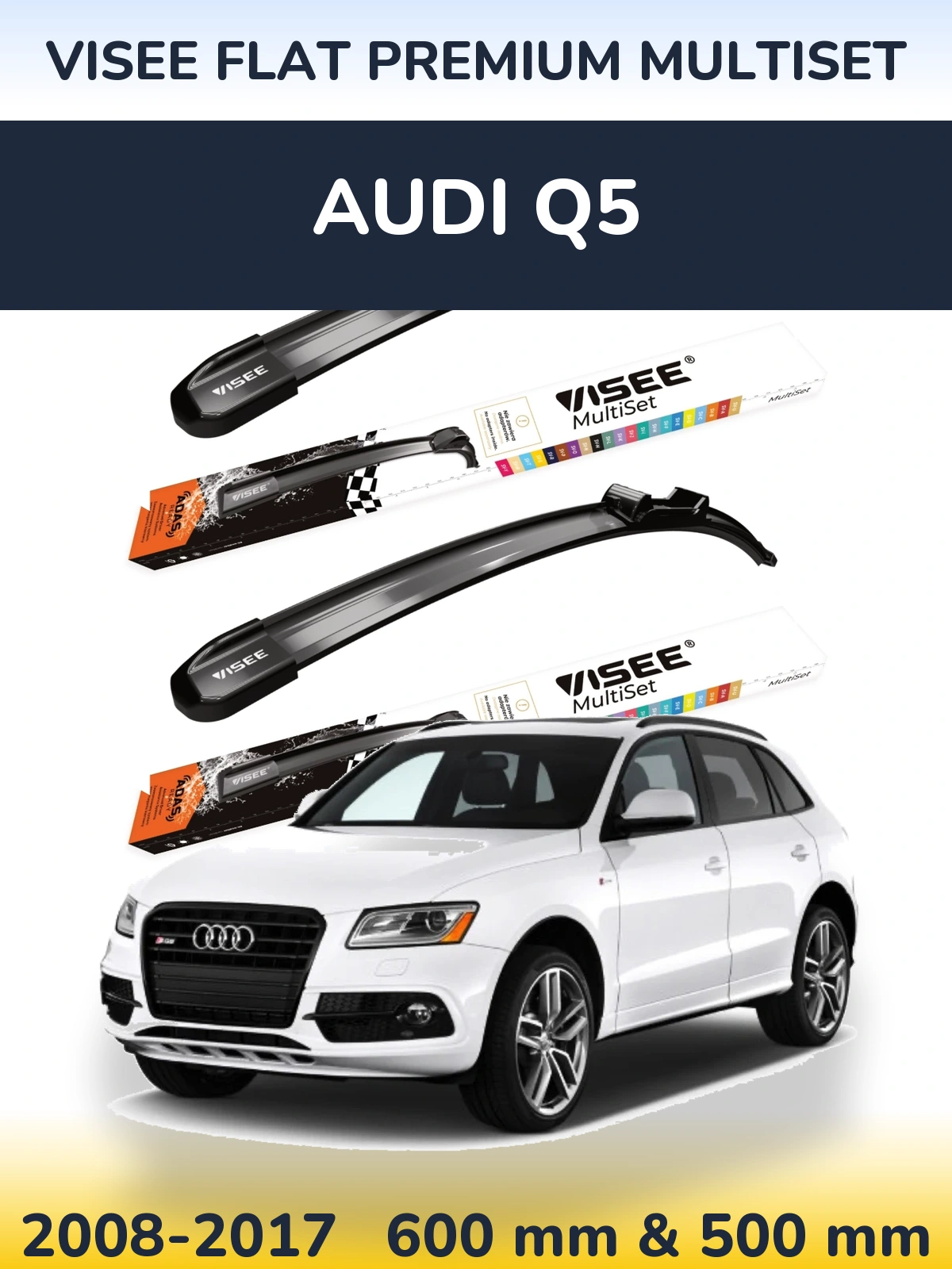 Komplet przednich wycieraczek VISEE FLAT PREMIUM MultiSet 600 & 500 mm do Audi Q5 2008-2017
