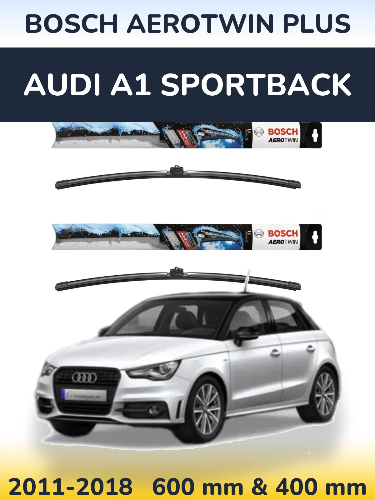 Komplet przednich wycieraczek BOSCH AeroTwin Plus 600 & 400 mm do Audi A1 Sportback 2011-2018