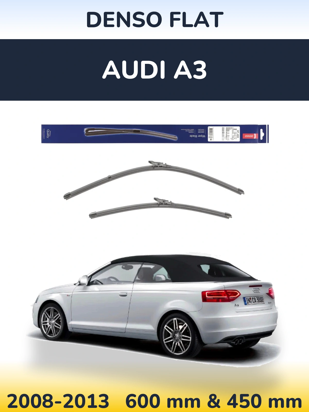 Комплект передних дворников Denso Flat 600 & 450 мм для Audi A3 2008-2013