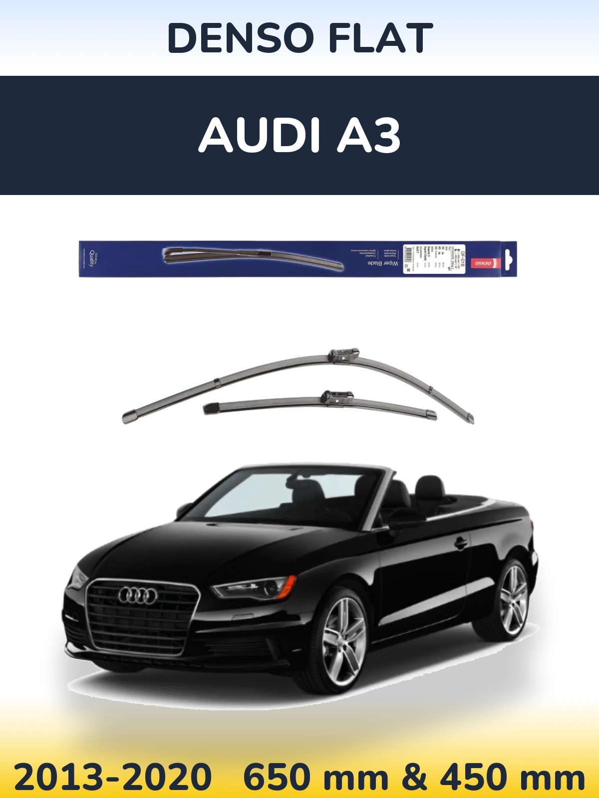 Front wiper blade set Denso Flat 650 & 450 mm for Audi A3 2013-2020